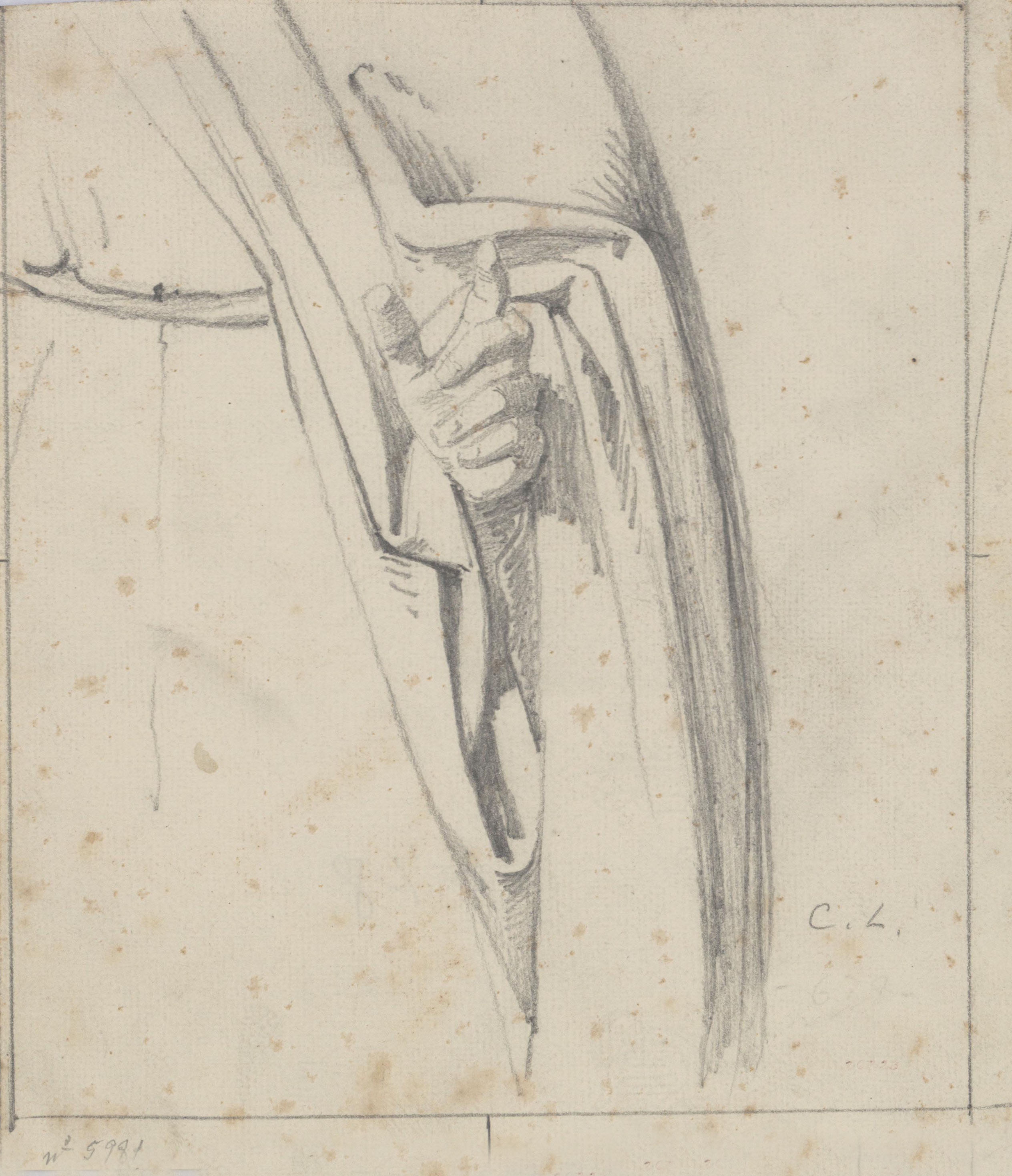 Claudi Lorenzale - Estudi de la vestimenta d'una màniga - Cap a 1850-1870 image for: Claudi Lorenzale - Estudi de la vestimenta d'una màniga - Cap a 1850-1870