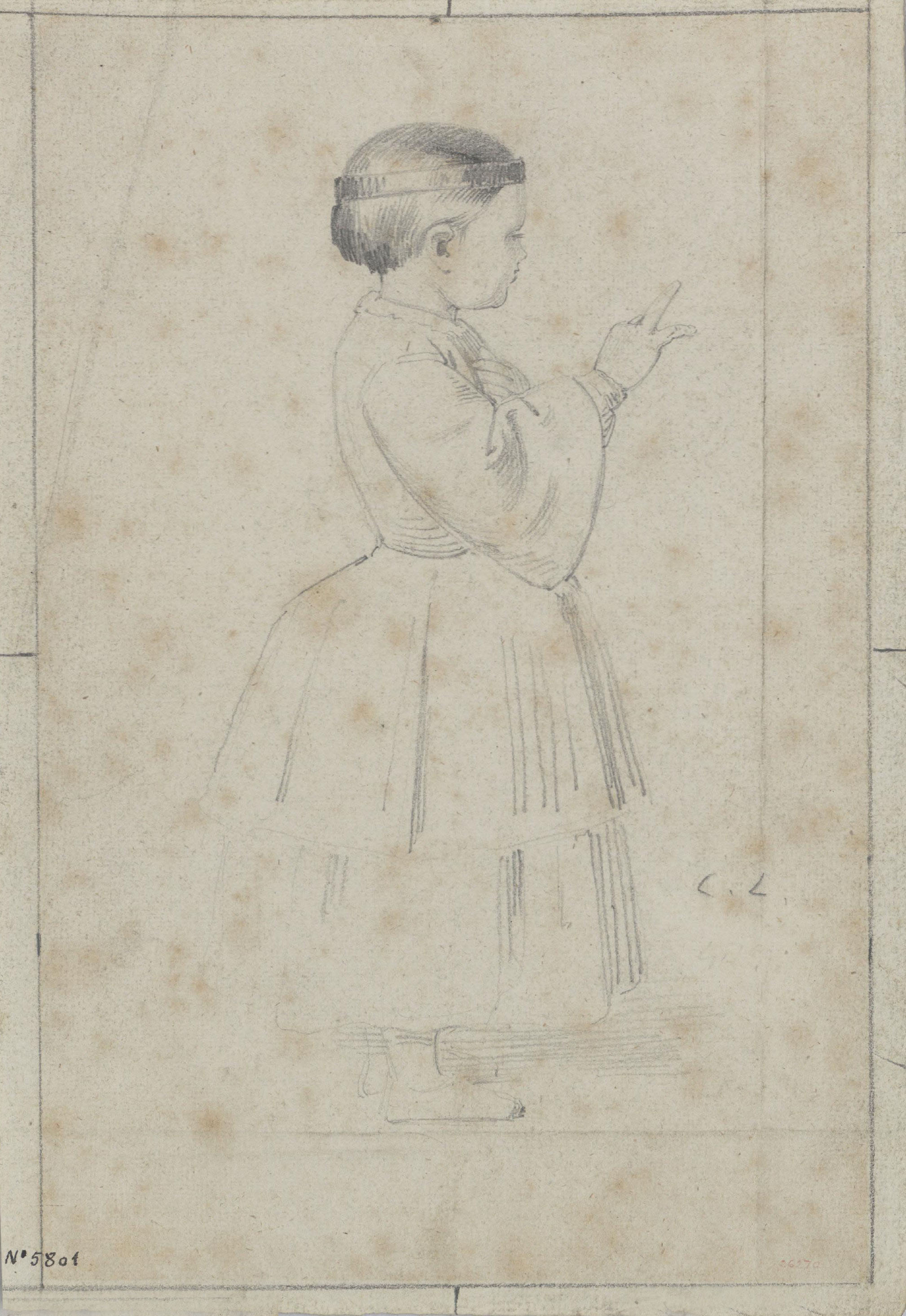 image for: Claudi Lorenzale - Estudi de Peronella d'Aragó per al quadre del «Casament de Ramon Berenguer IV amb Peronella» - Cap a 1870