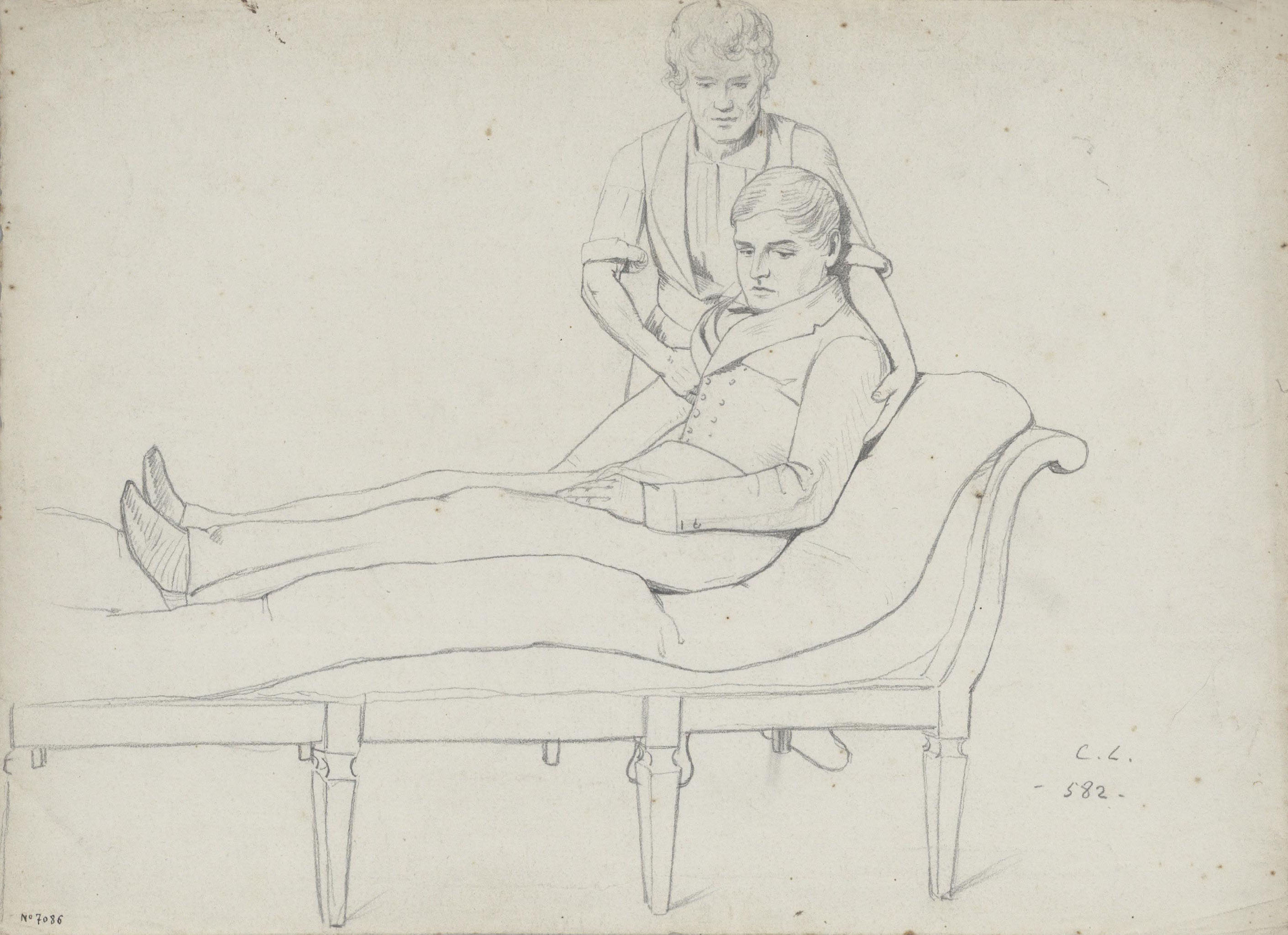 image for: Claudi Lorenzale - Infermer ajudant a incorporar-se a un home ajagut - Cap a 1840-1860