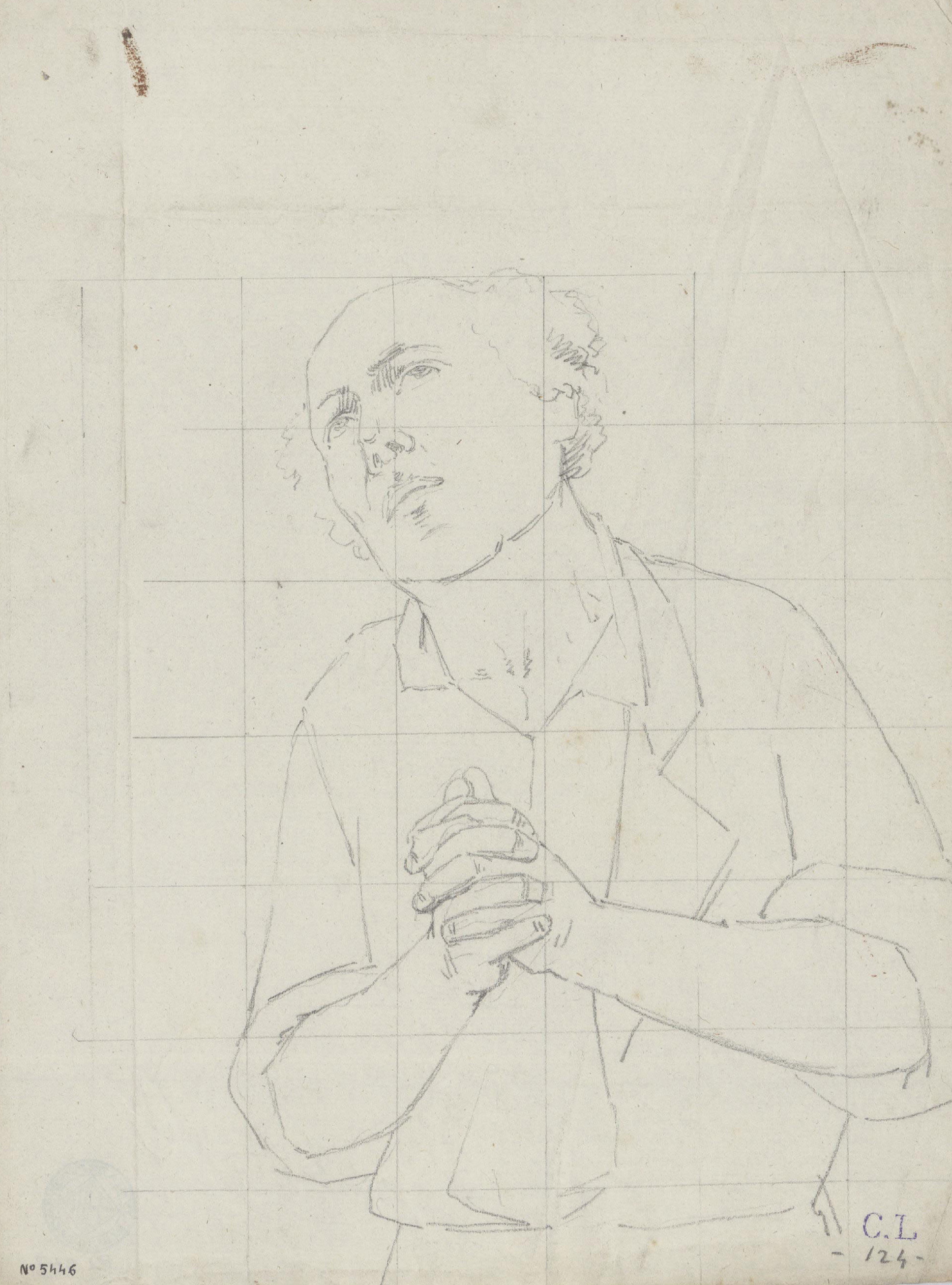 image for: Claudi Lorenzale - Figura d'home en actitud suplicant - Cap a 1850-1870