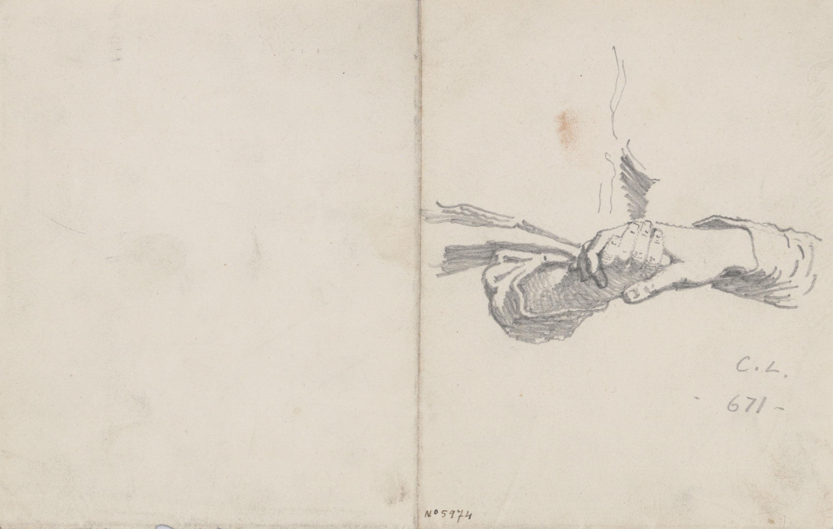 Claudi Lorenzale - Estudi de dues mans enllaçades - Cap a 1850-1870 image for: Claudi Lorenzale - Estudi de dues mans enllaçades - Cap a 1850-1870