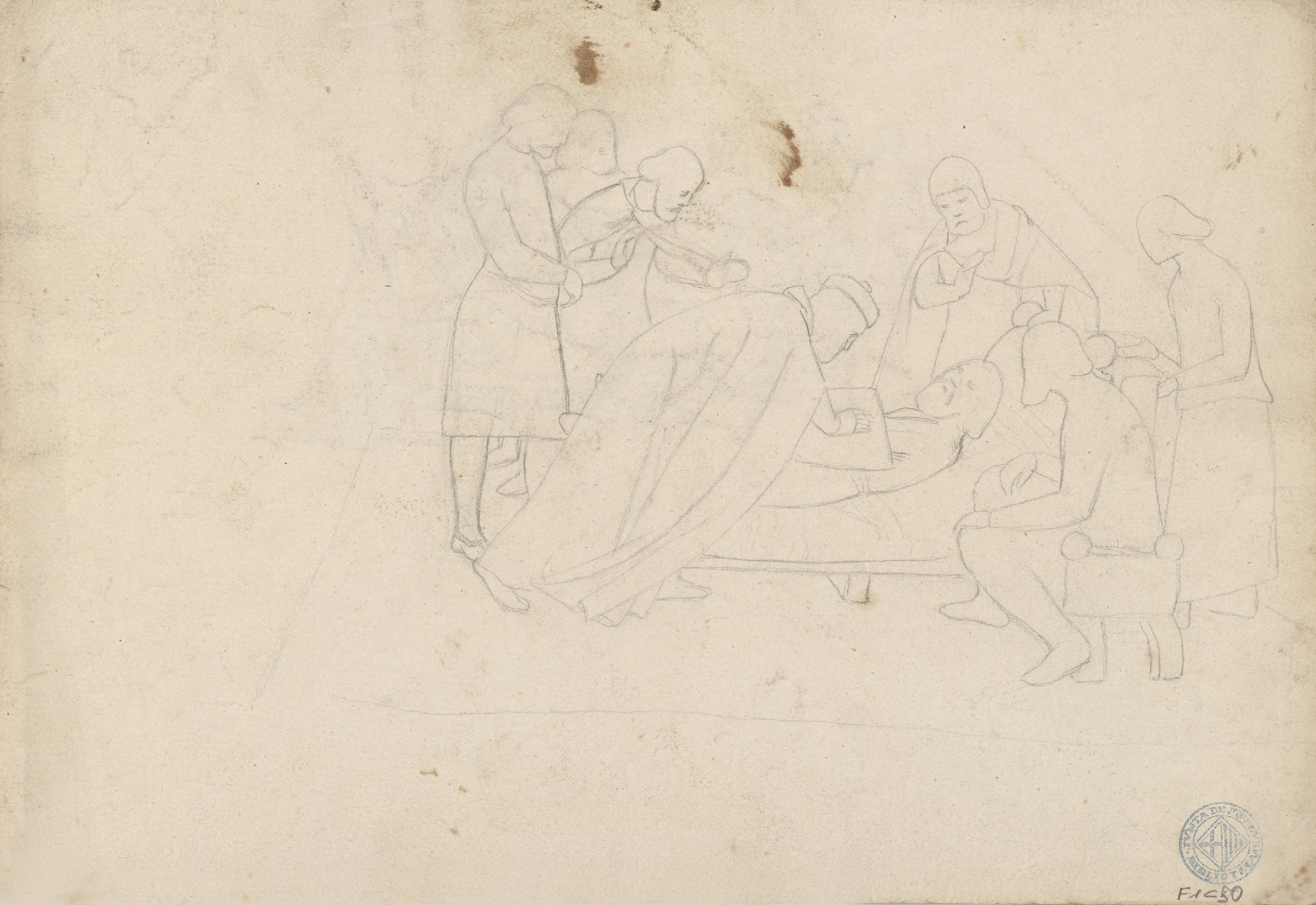 image for: Claudi Lorenzale - Estudi per al quadre «Origen de l'escut del Comtat de Barcelona» (anvers) / Estudi per al quadre «Origen de l'escut del Comtat de Barcelona» (revers) - Cap a 1843-1844 [1]