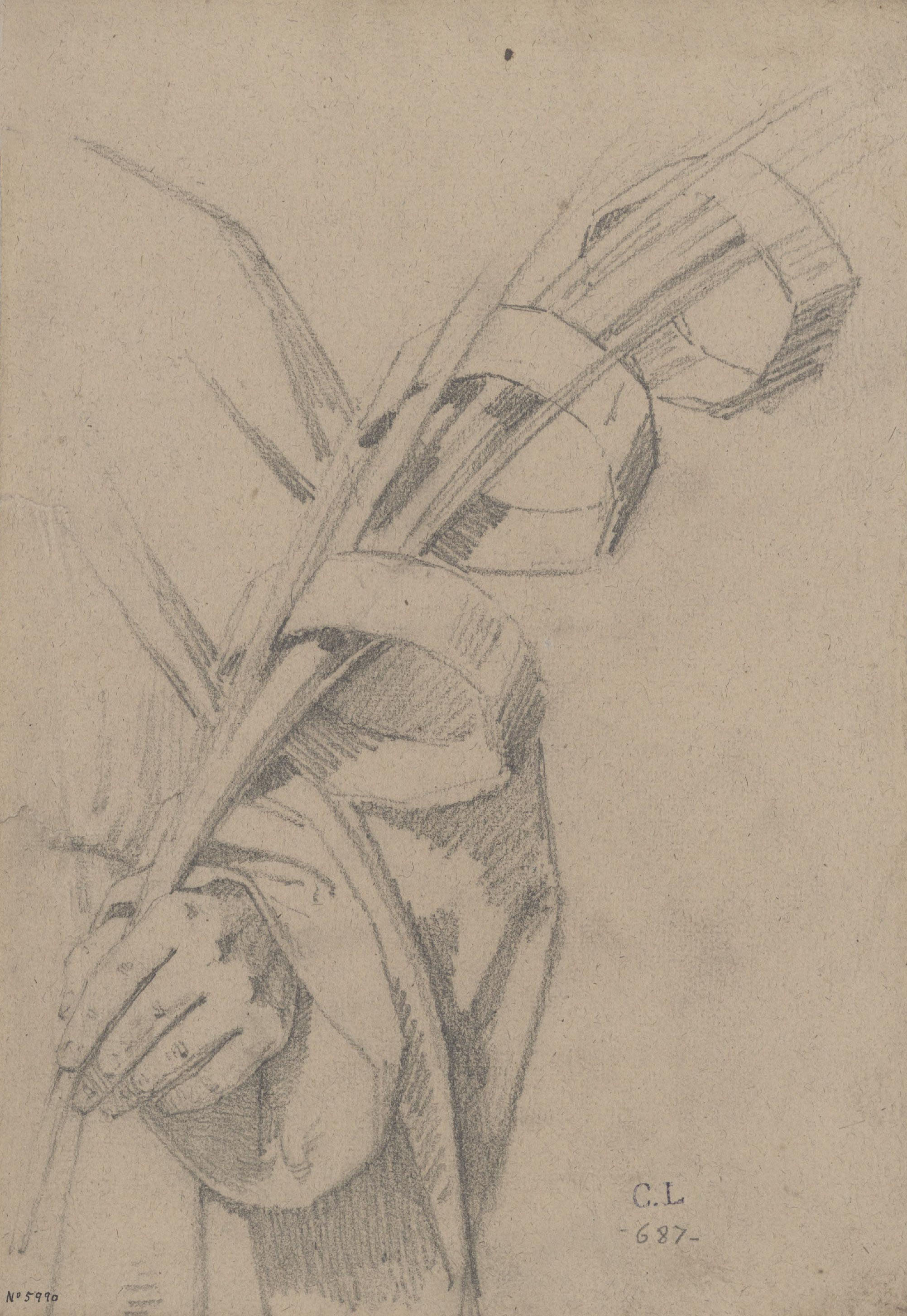 image for: Claudi Lorenzale - Estudi de mà sostenint una palma - Cap a 1850-1870