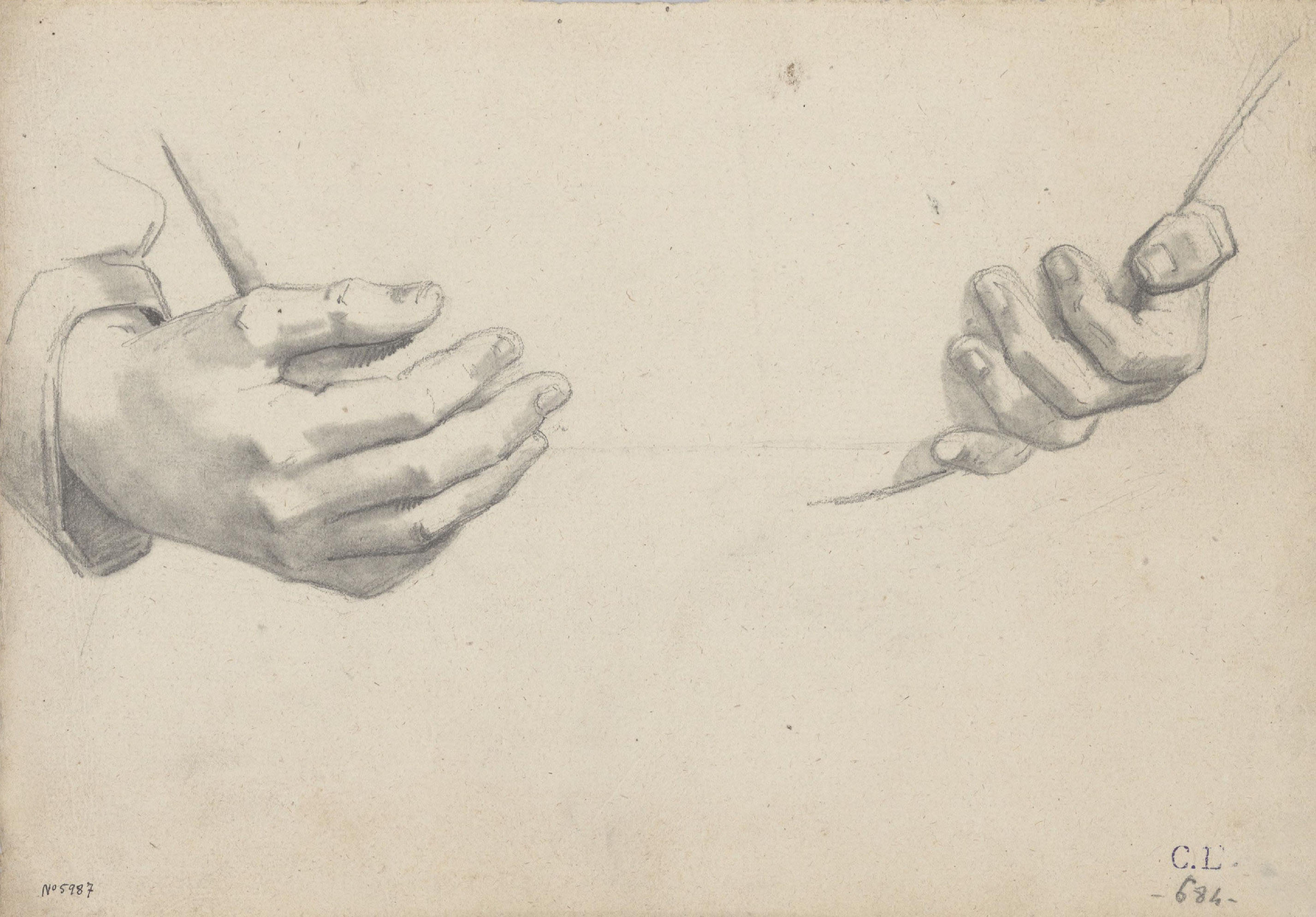 image for: Claudi Lorenzale - Estudi de mans - Cap a 1850-1870