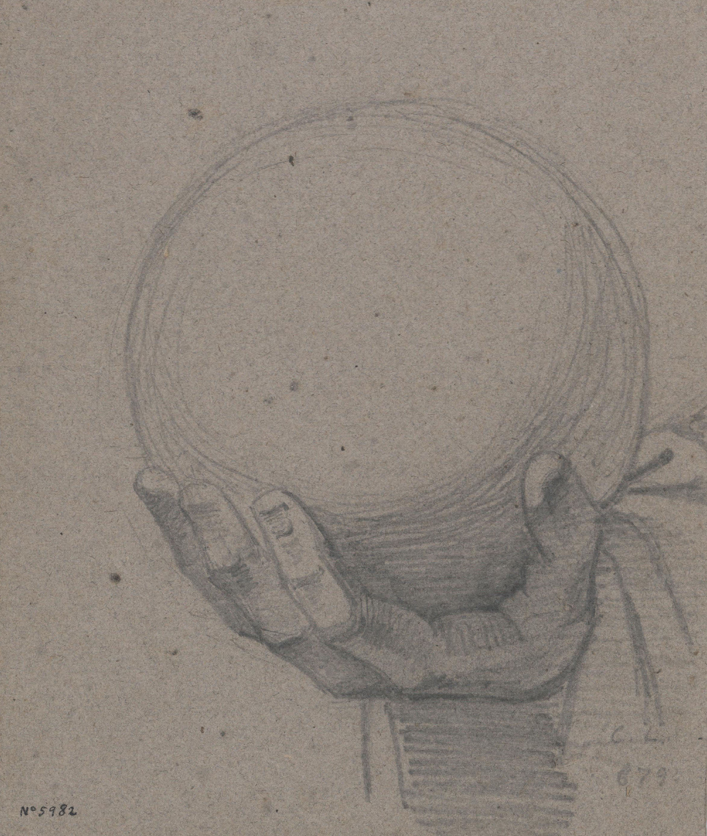 image for: Claudi Lorenzale - Estudi de mà sostenint una esfera - Cap a 1850-1870