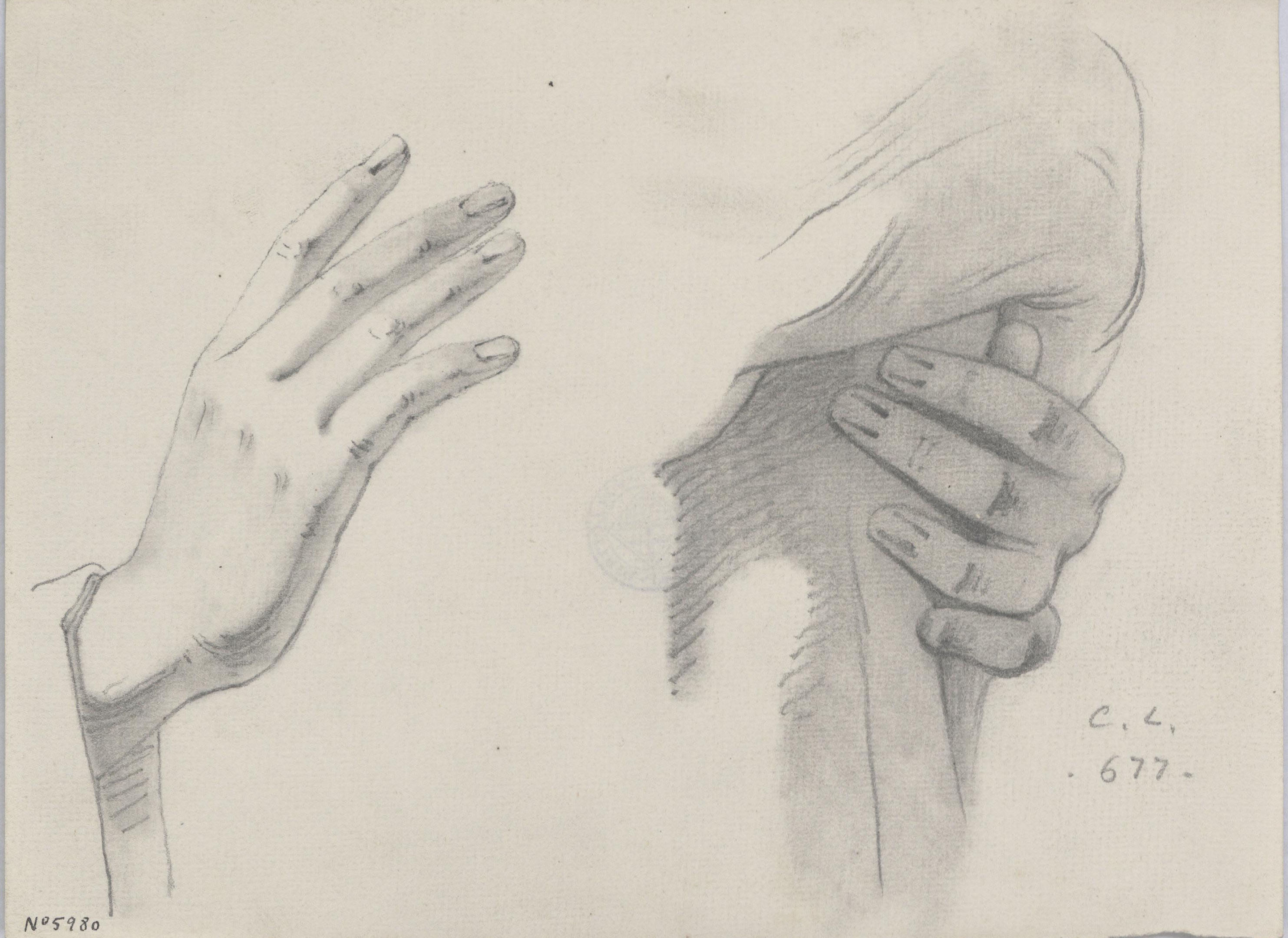 Claudi Lorenzale - Estudi de mans - Cap a 1850-1870 image for: Claudi Lorenzale - Estudi de mans - Cap a 1850-1870