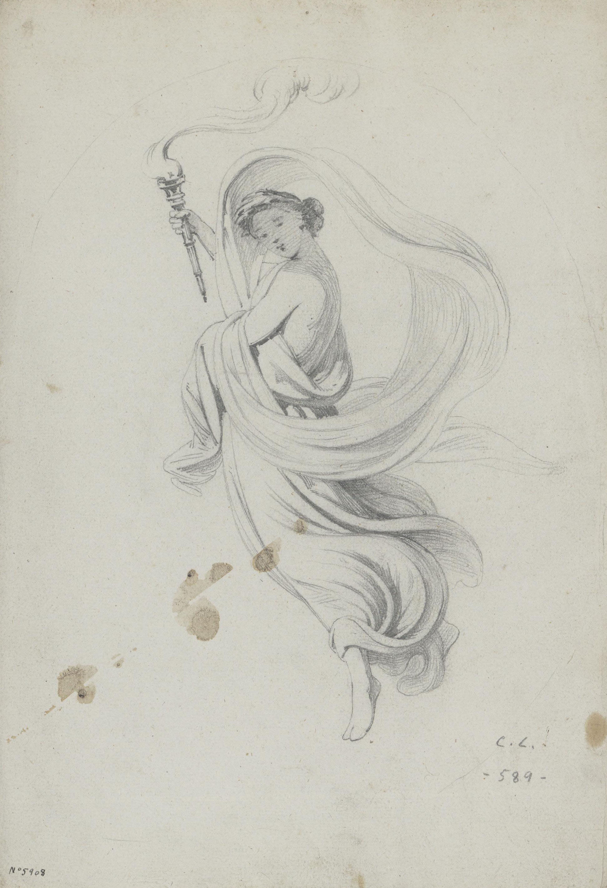 Claudi Lorenzale - Estudi de l'Al·legoria de l'Estiu per al quadre del mateix nom - Cap a 1857 image for: Claudi Lorenzale - Estudi de l'Al·legoria de l'Estiu per al quadre del mateix nom - Cap a 1857