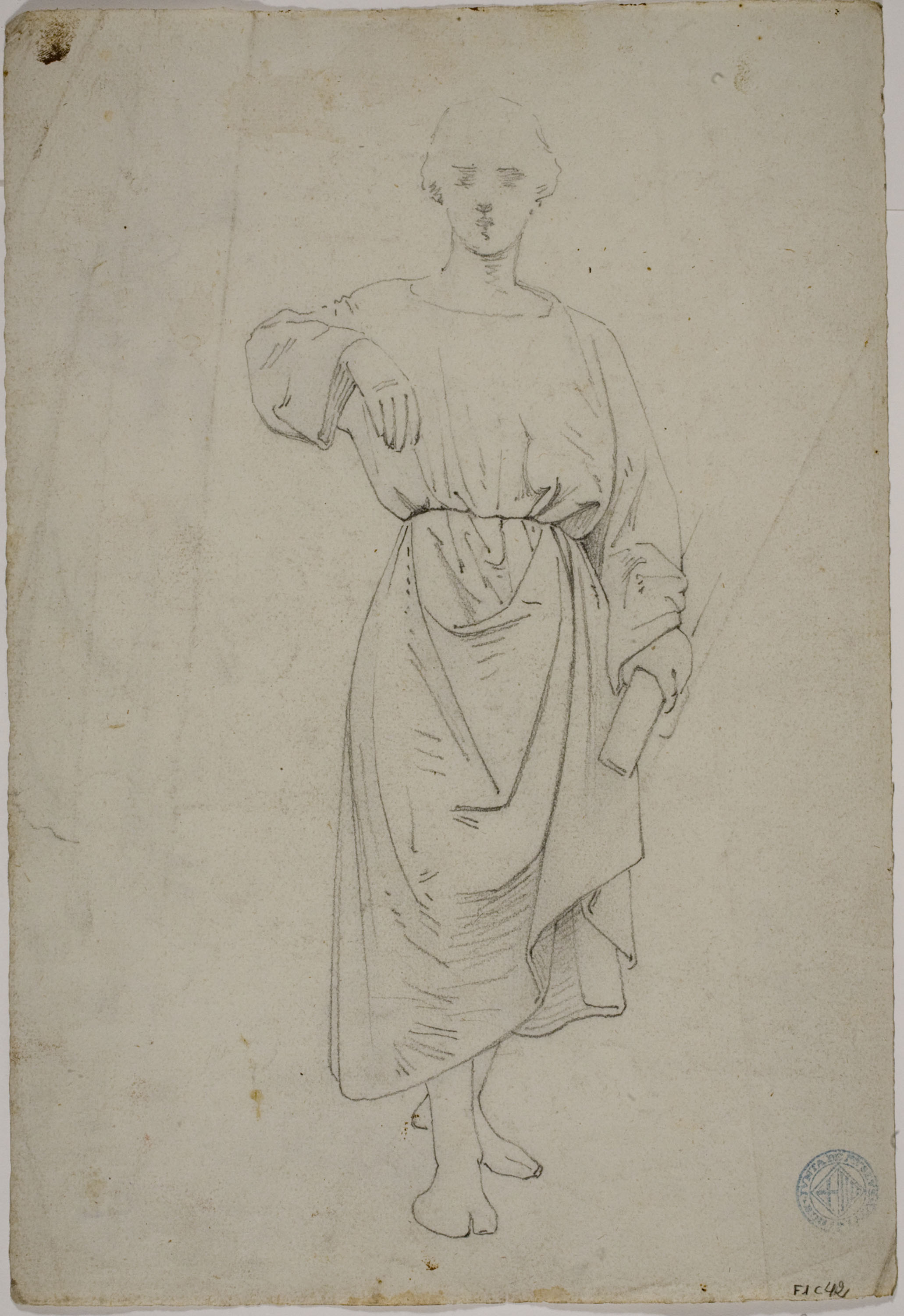 image for: Claudi Lorenzale - Figura d'home i estudi de mans per a un quadre d'Història (anvers) / Figura d'un home (revers) - Cap a 1860-1870 [1]