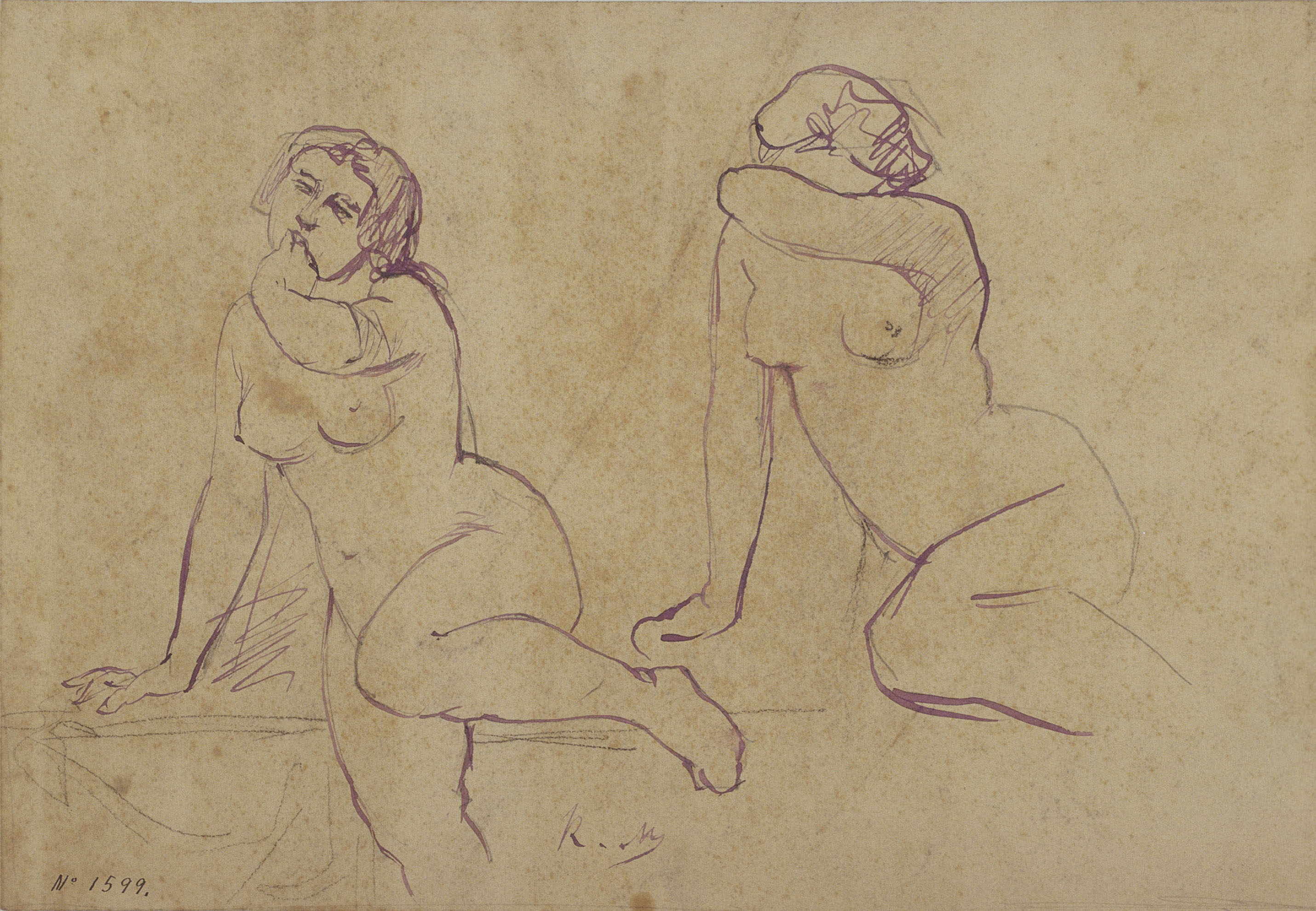 Ramon Martí i Alsina - Dos nus femenins - Cap a 1850-1855 image for: Ramon Martí i Alsina - Dos nus femenins - Cap a 1850-1855