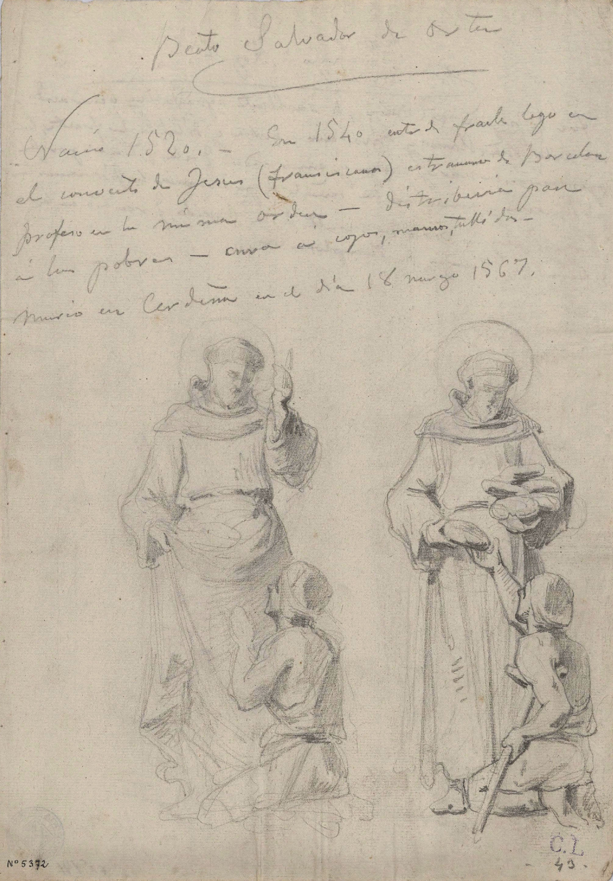 image for: Claudi Lorenzale - El beat Salvador d'Horta (anvers) / Sant Ignasi de Loiola (revers) - Cap a 1850-1870