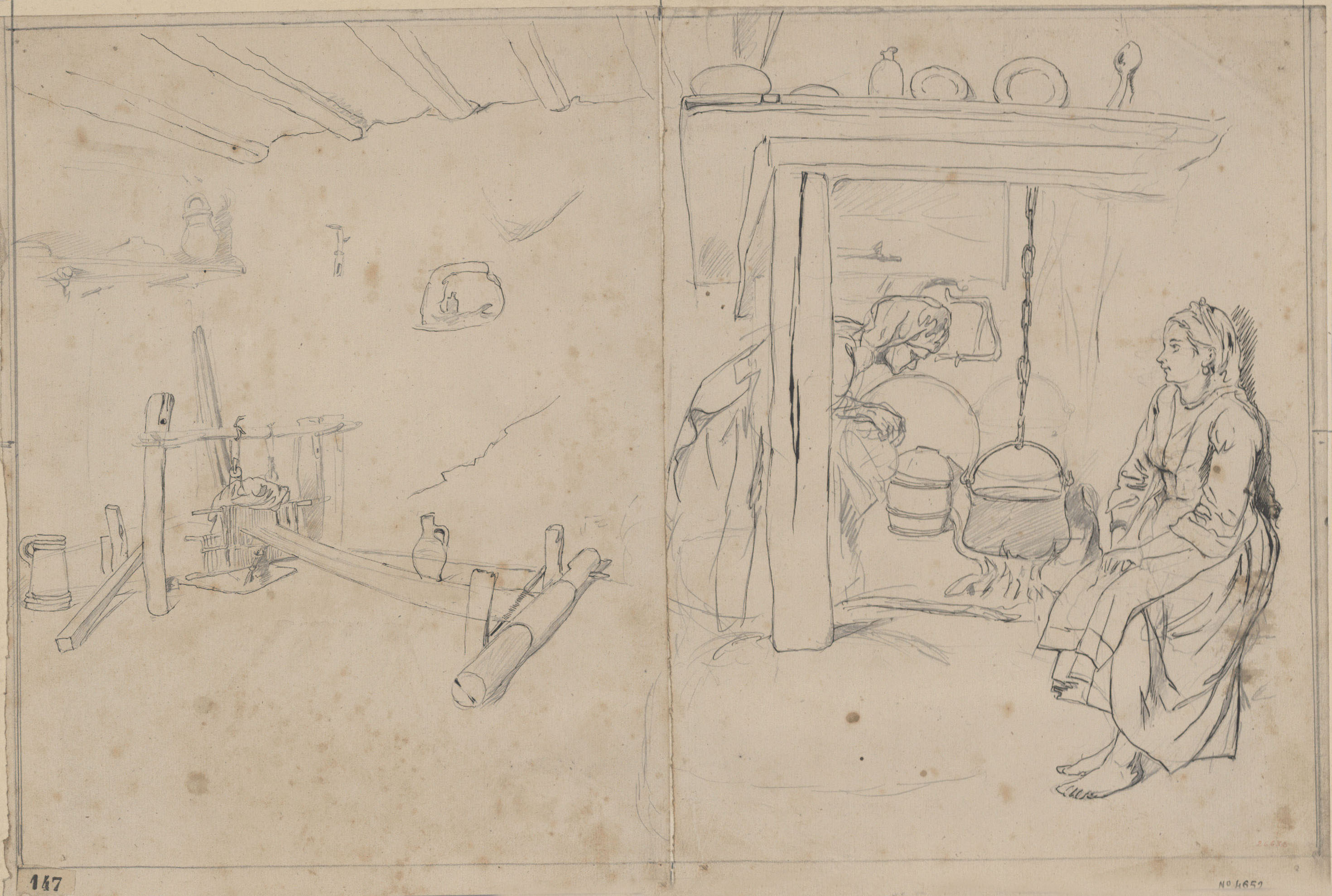 Josep Lluís Pellicer - Dones cuinant - 1877 image for: Josep Lluís Pellicer - Dones cuinant - 1877
