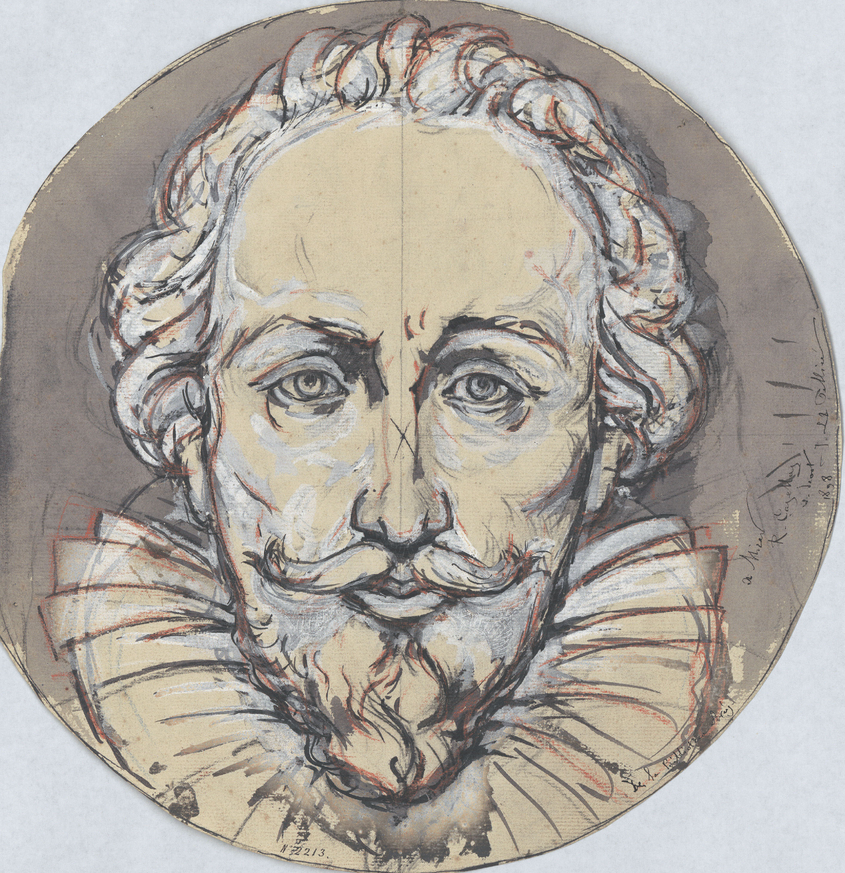 image for: Josep Lluís Pellicer - Estudi de cap de Cervantes per a la sala de lectura de la Biblioteca Arús de Barcelona (anvers) / Estudi de cap de Sòfocles o Plató per a la sala de lectura de la Biblioteca... - 1898