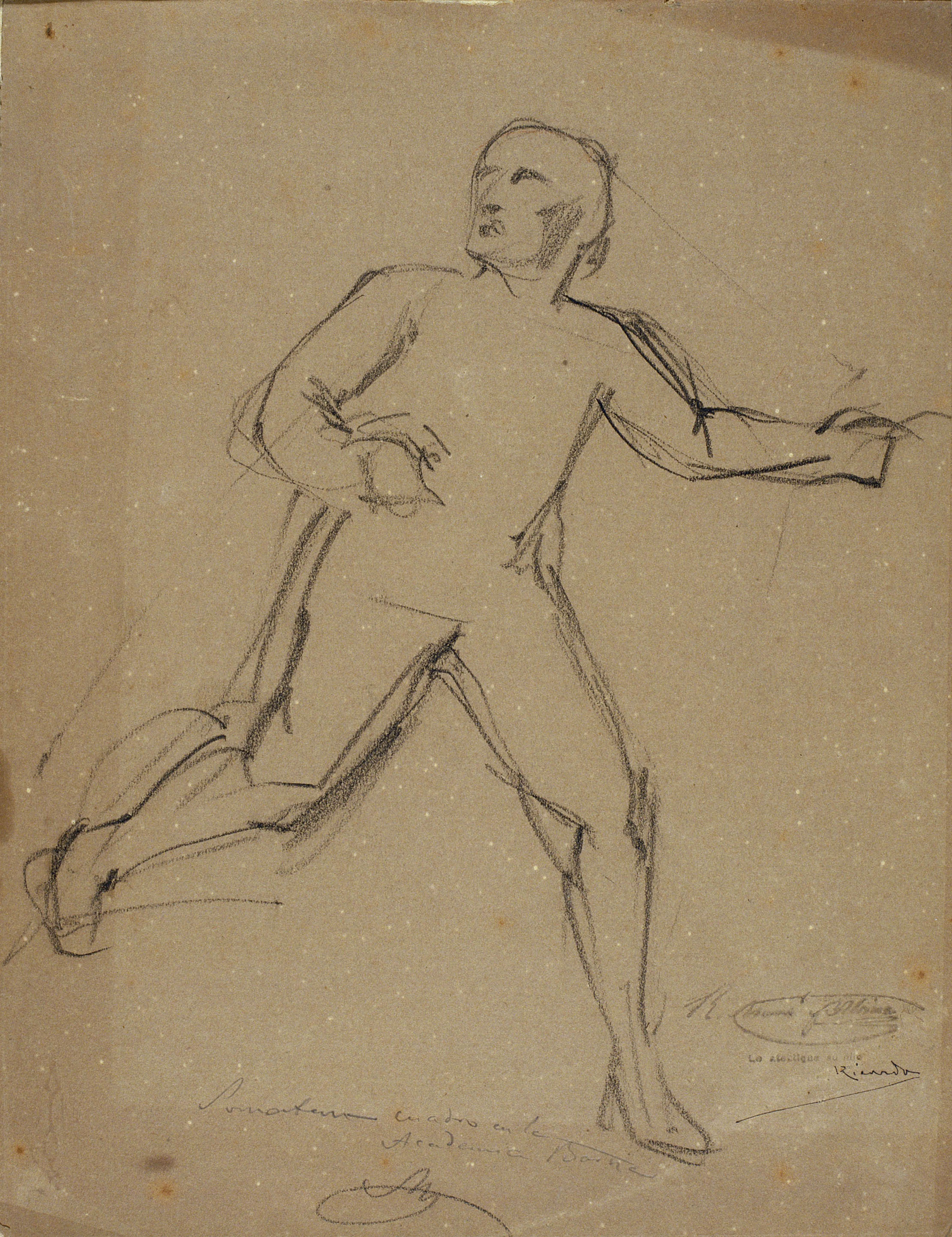 image for: Ramon Martí i Alsina - Estudi de sometent en actitud de caminar per al quadre «El Sometent del Bruc» - Cap a 1866