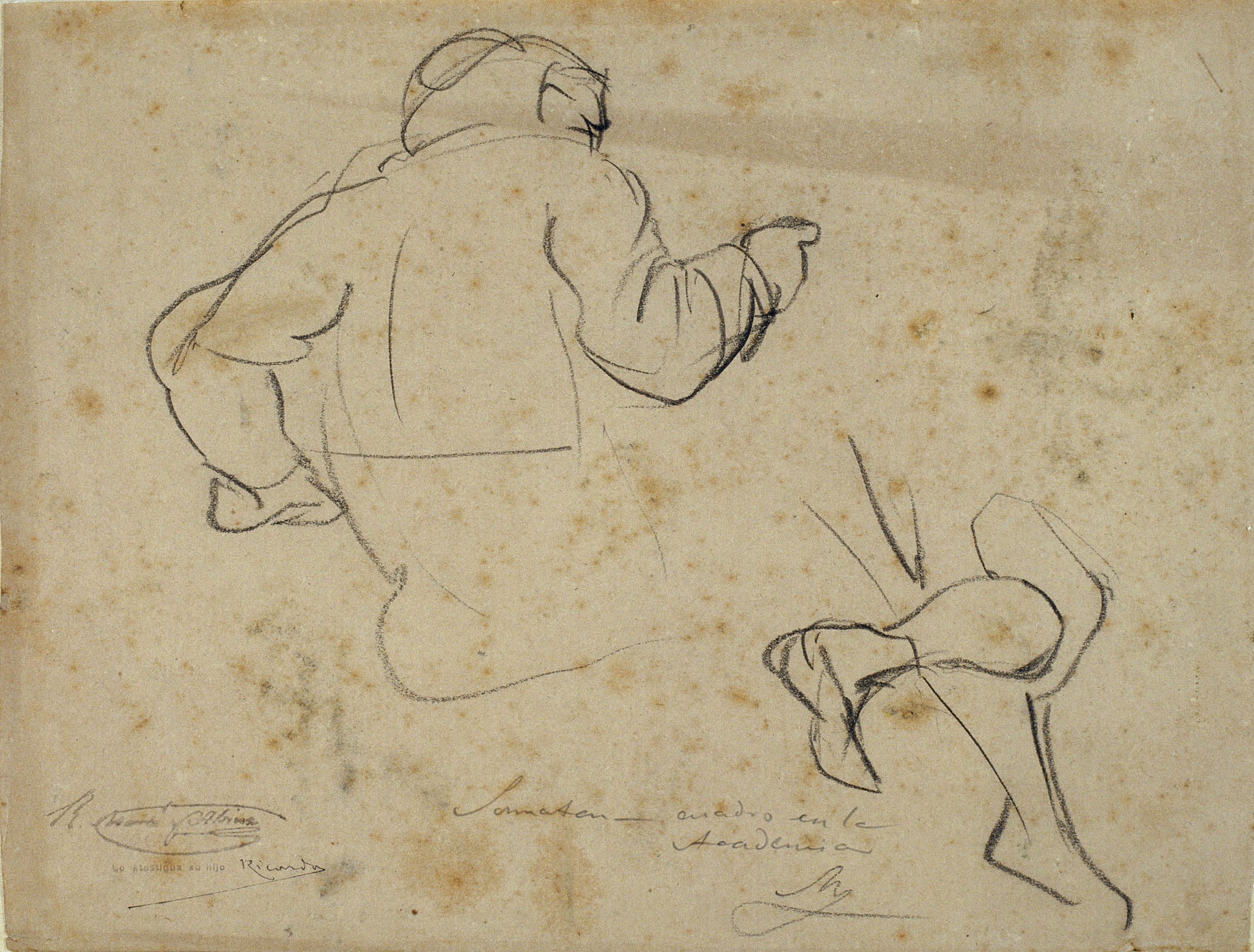 image for: Ramon Martí i Alsina - Dos estudis de cos i cames per al quadre «El Sometent del Bruc» - Cap a 1866