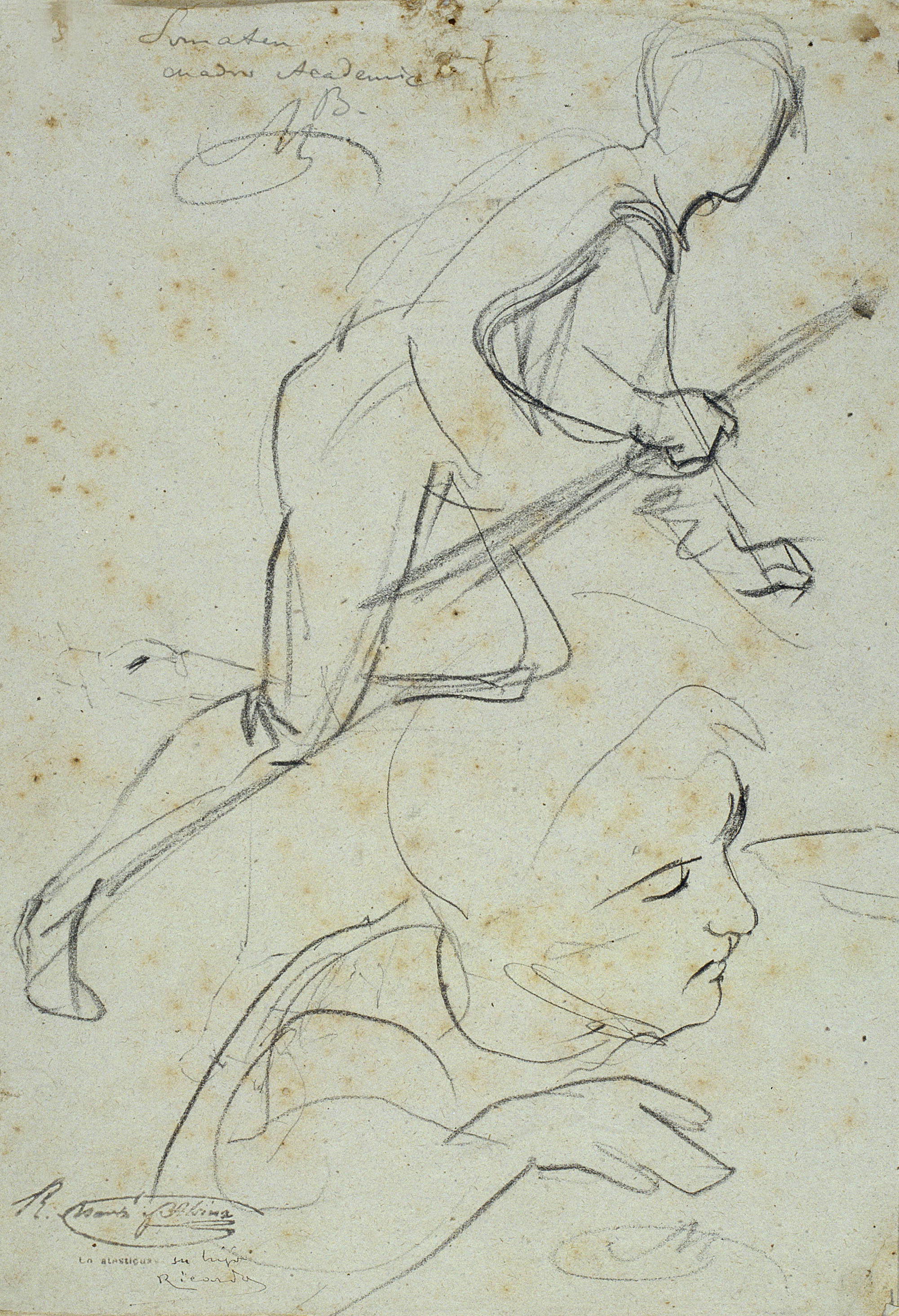 image for: Ramon Martí i Alsina - Estudi de cap i sometent en posició de córrer per al quadre El Sometent del Bruc - Cap a 1866
