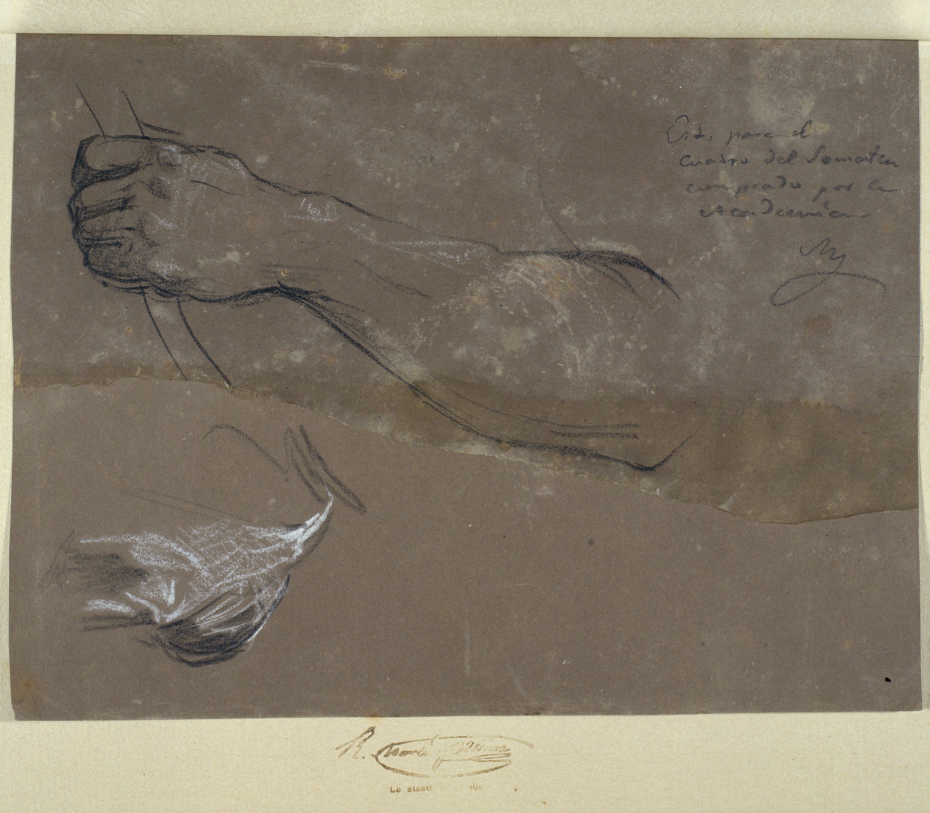 image for: Ramon Martí i Alsina - Estudi de braç i tros de roba per al quadre El Sometent del Bruc - Cap a 1866