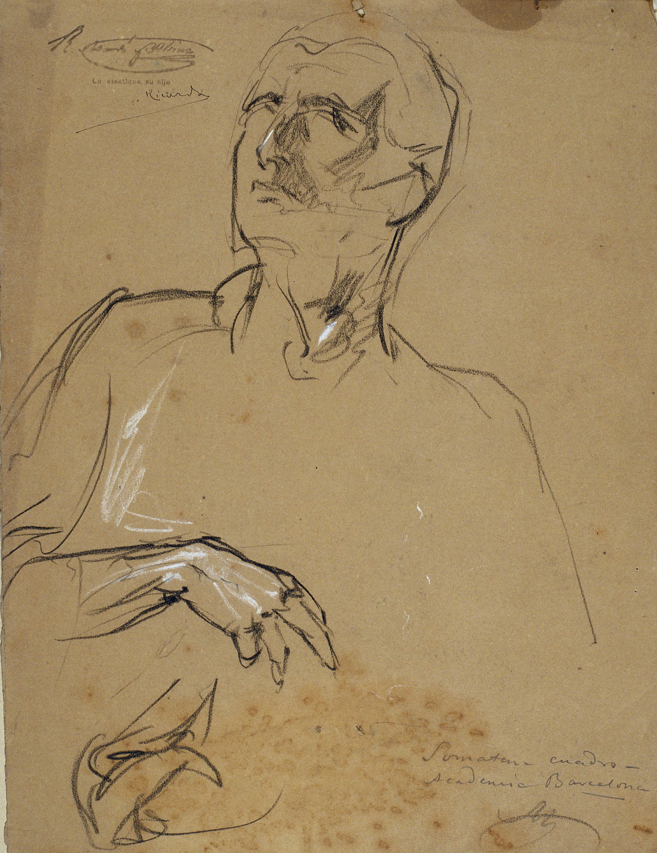 image for: Ramon Martí i Alsina - Estudi de part superior de figura per al quadre «El Somatent del Bruc» - Cap a 1866