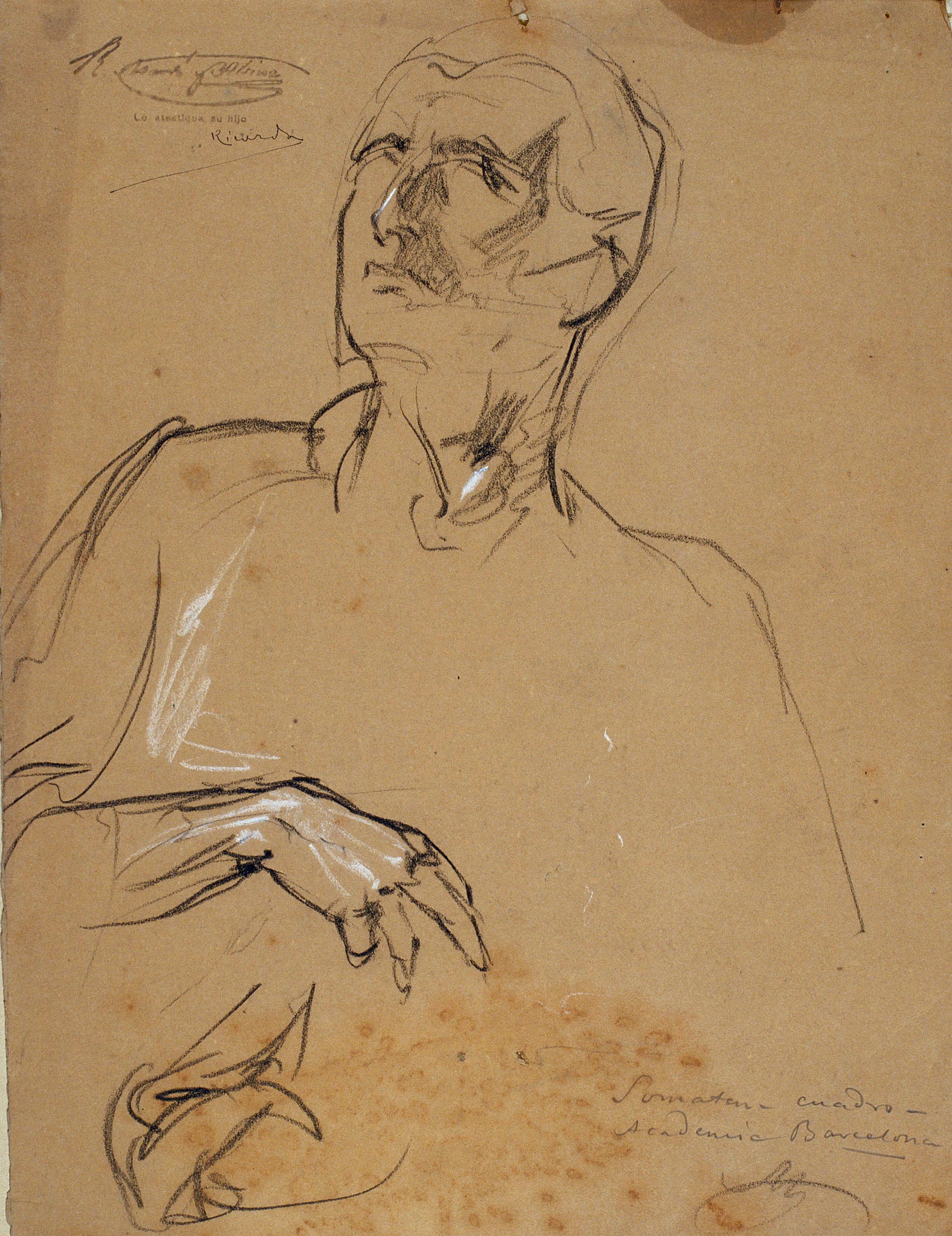 image for: Ramon Martí i Alsina - Estudi de part superior de figura per al quadre «El Somatent del Bruc» - Cap a 1866