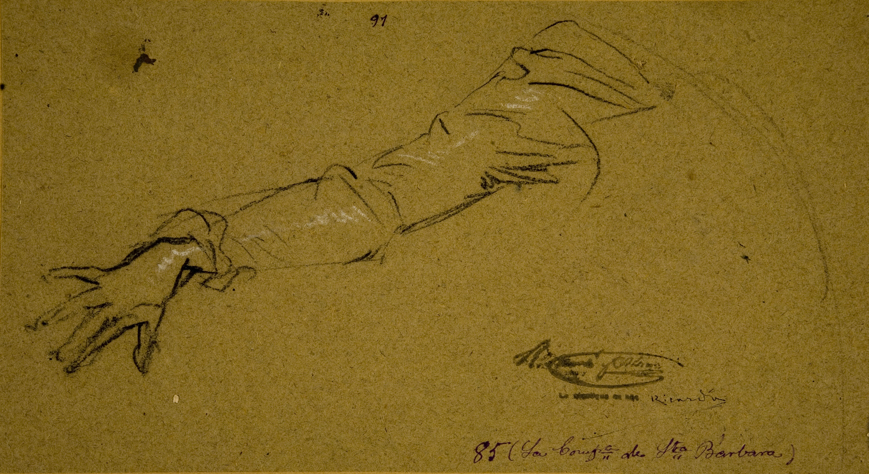 image for: Ramon Martí i Alsina - Estudi de braç per al quadre «La Companyia de Santa Bàrbara» - Cap a 1891