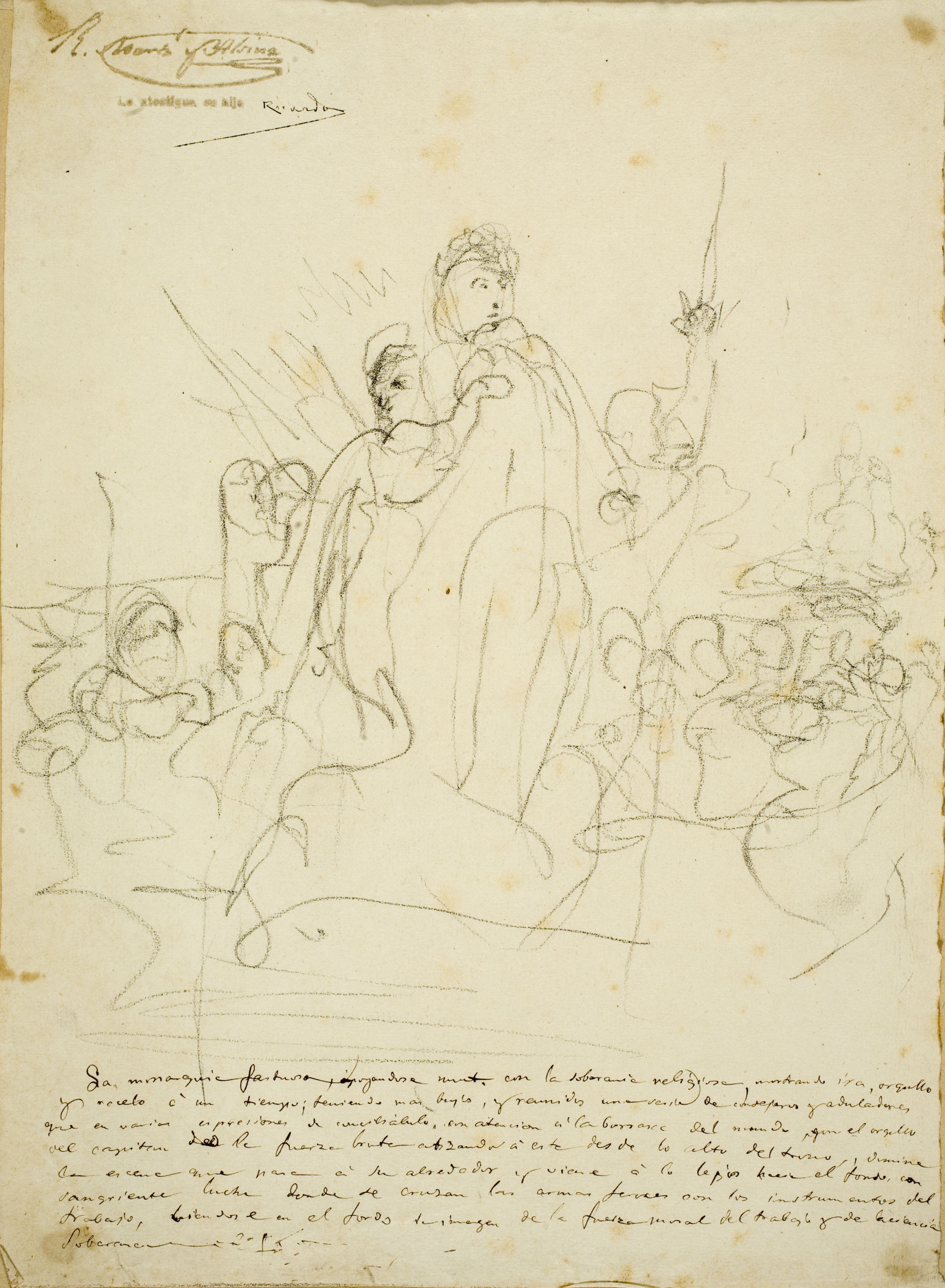 image for: Ramon Martí i Alsina - Estudi de figures per a un quadre al·legòric de la monarquia i la religió - Cap a 1870-1880