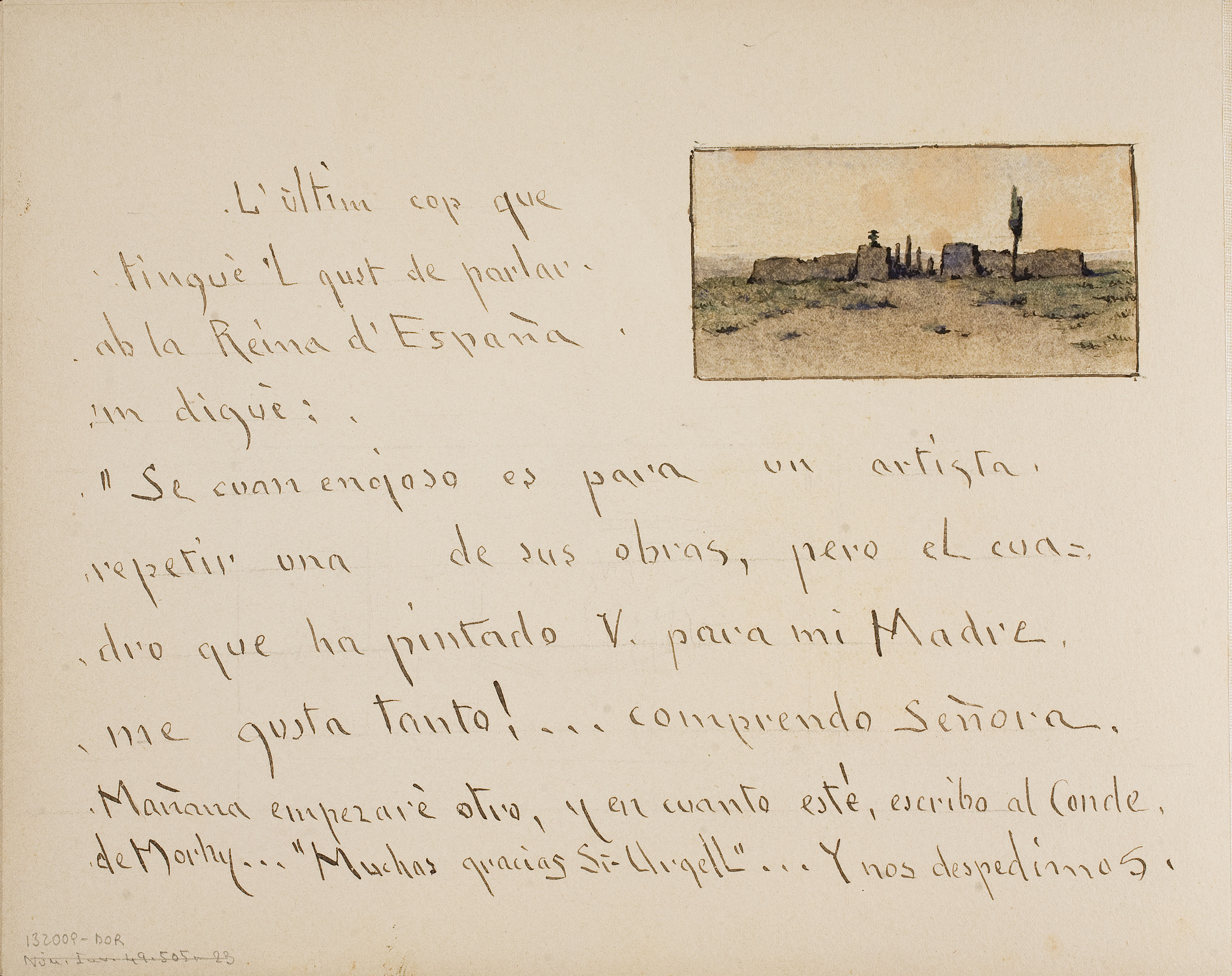 image for: Modest Urgell - L'any MDCCCLXX en deyam Acadèmics - avuy'n diem burrus... (anvers) / Cementiri (revers) - 1918 [1]
