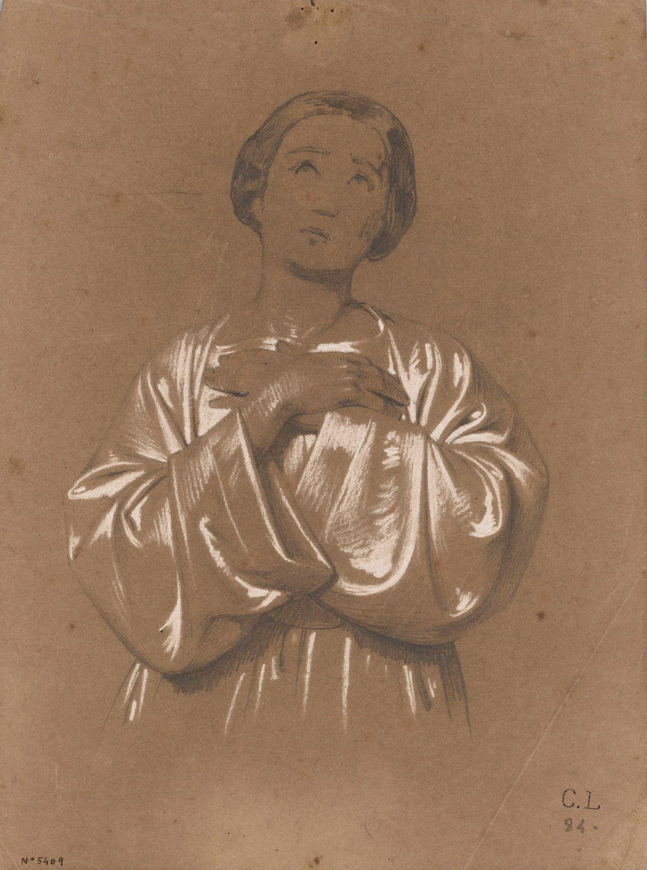 image for: Claudi Lorenzale - Noia jove en actitud de recolliment - Cap a 1850-1870
