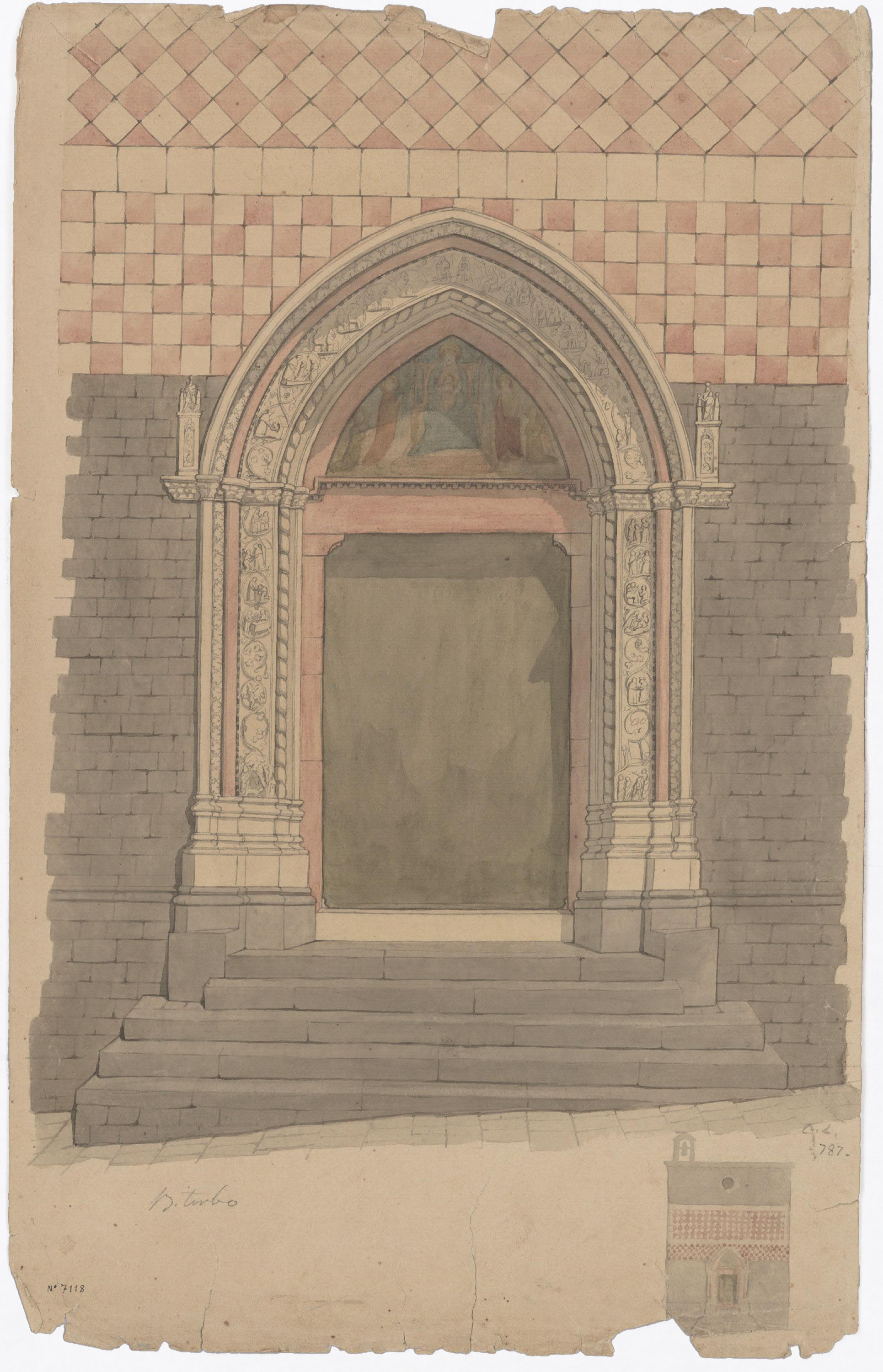 image for: Claudi Lorenzale - Porta gòtica d'una església a Viterbo - Cap a 1839