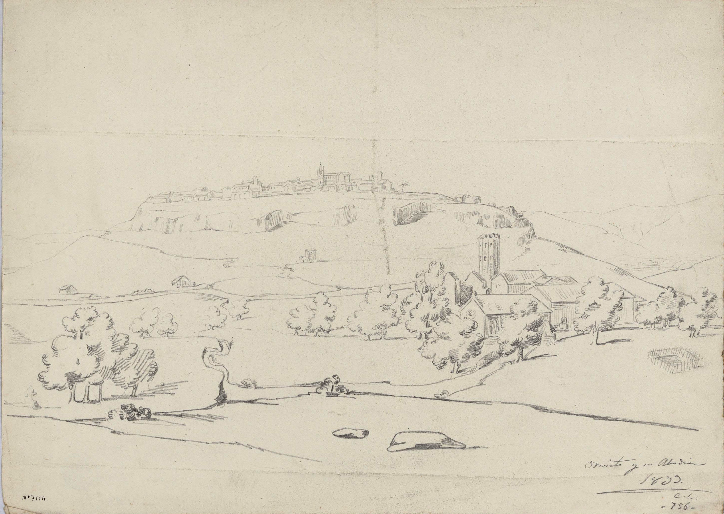 image for: Claudi Lorenzale - Vista d'Orvieto i de la seva abadia - Orvieto, 1839