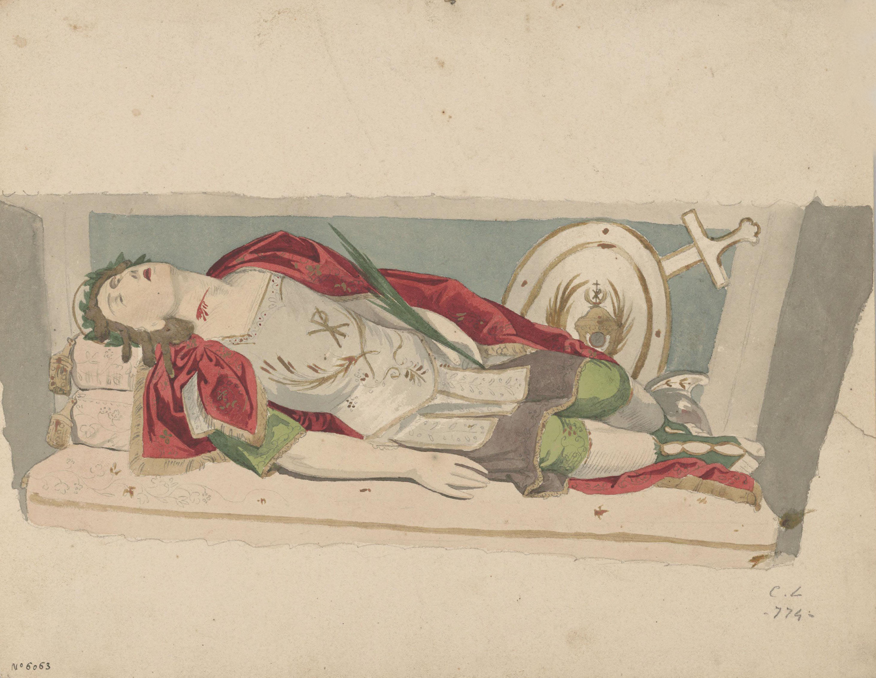 image for: Claudi Lorenzale - Sant mort dins d'un sepulcre - Cap a 1840-1850