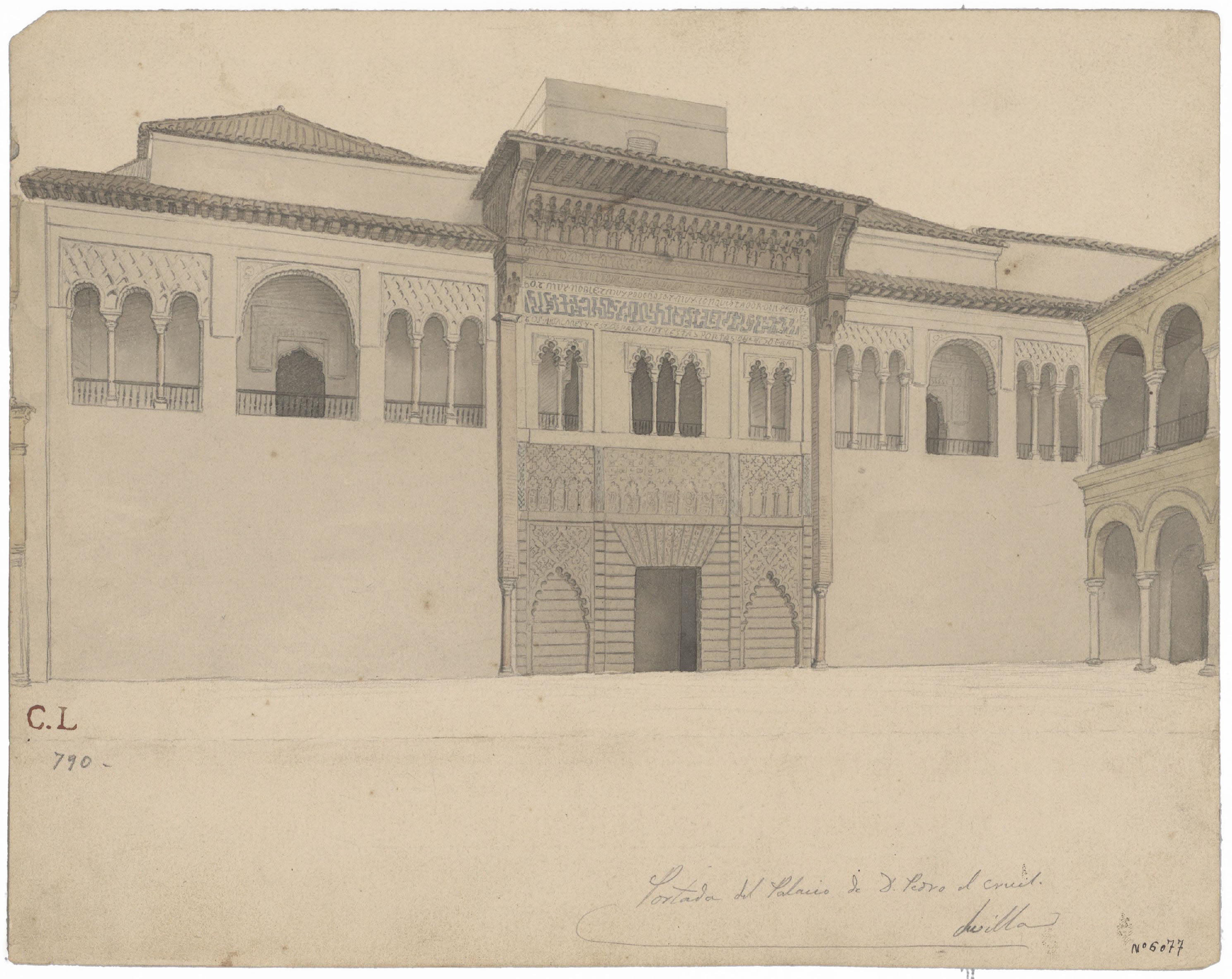 image for: Claudi Lorenzale - Portada del Palau de Pere el Cruel a Sevilla - Cap a 1843