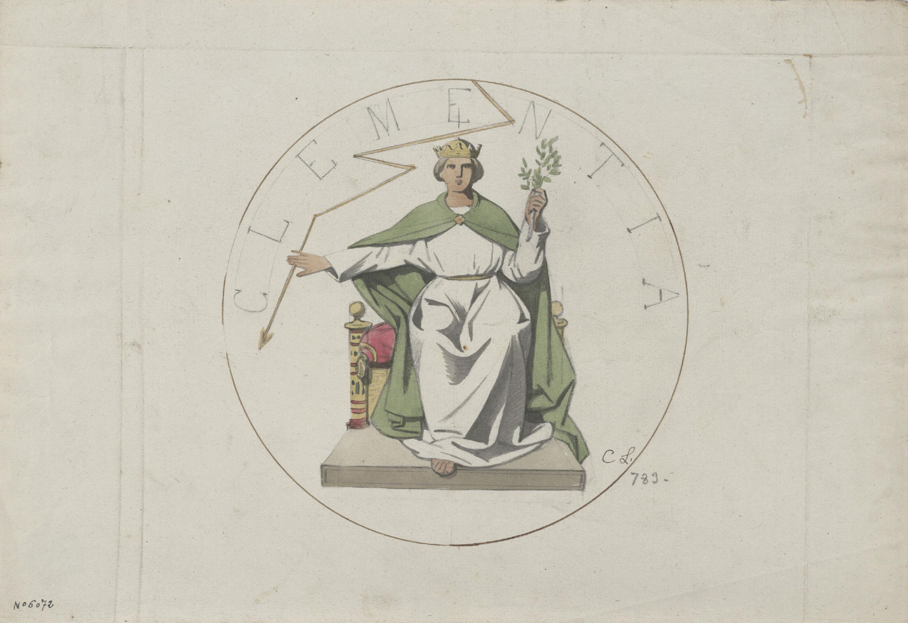 Claudi Lorenzale - Projecte de medalla amb la imatge al·legòrica de la Prudència - Cap a 1860-1880 image for: Claudi Lorenzale - Projecte de medalla amb la imatge al·legòrica de la Prudència - Cap a 1860-1880