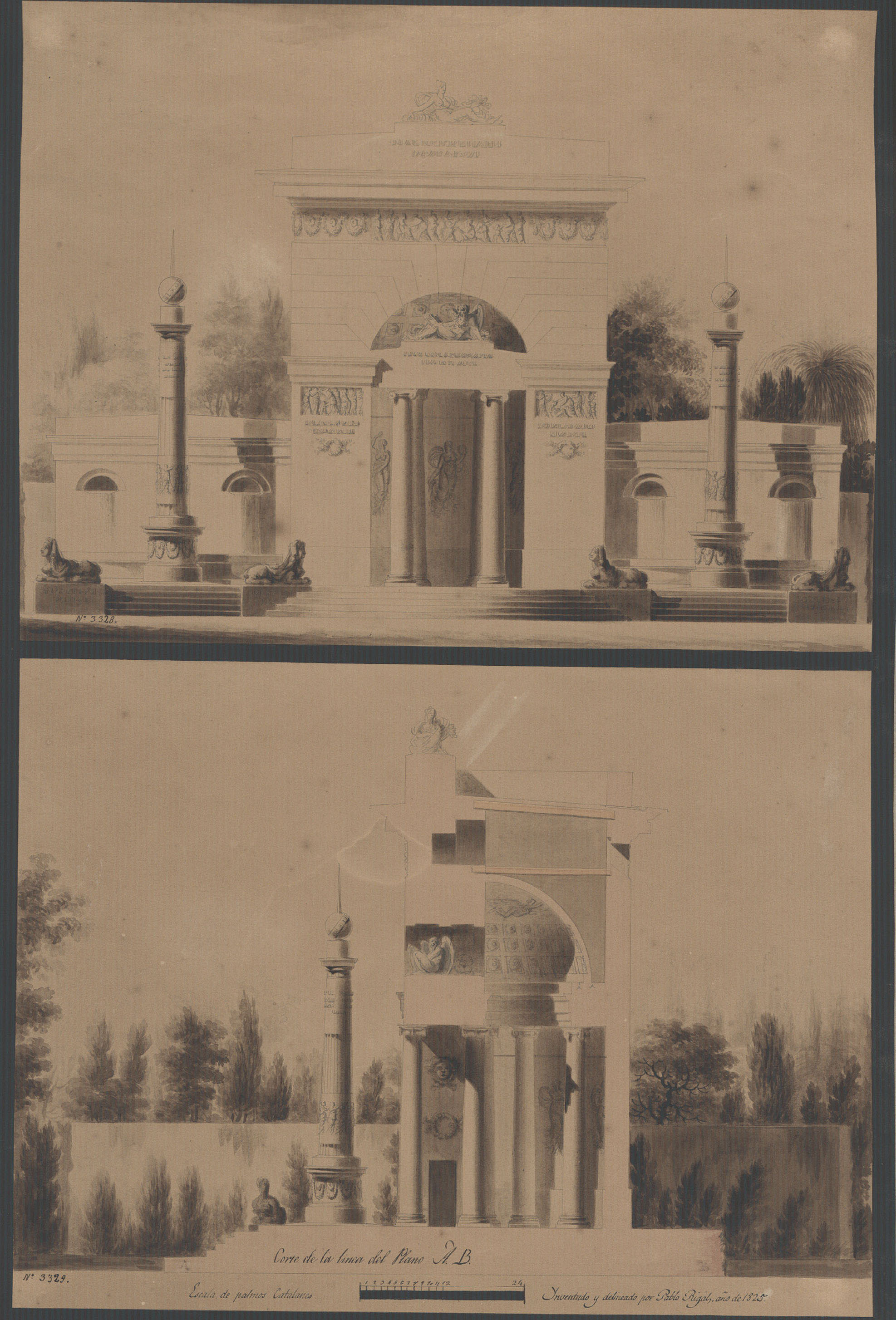 image for: Pau Rigalt - Projecte d'un monument funerari [?] - 1825