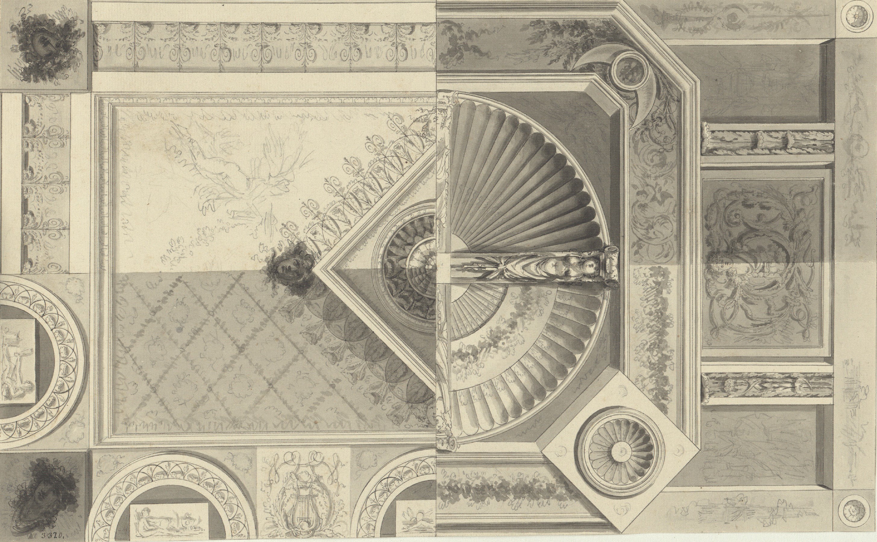 Pau Rigalt - Projecte de decoració de sostre - Cap a 1820-1840 image for: Pau Rigalt - Projecte de decoració de sostre - Cap a 1820-1840