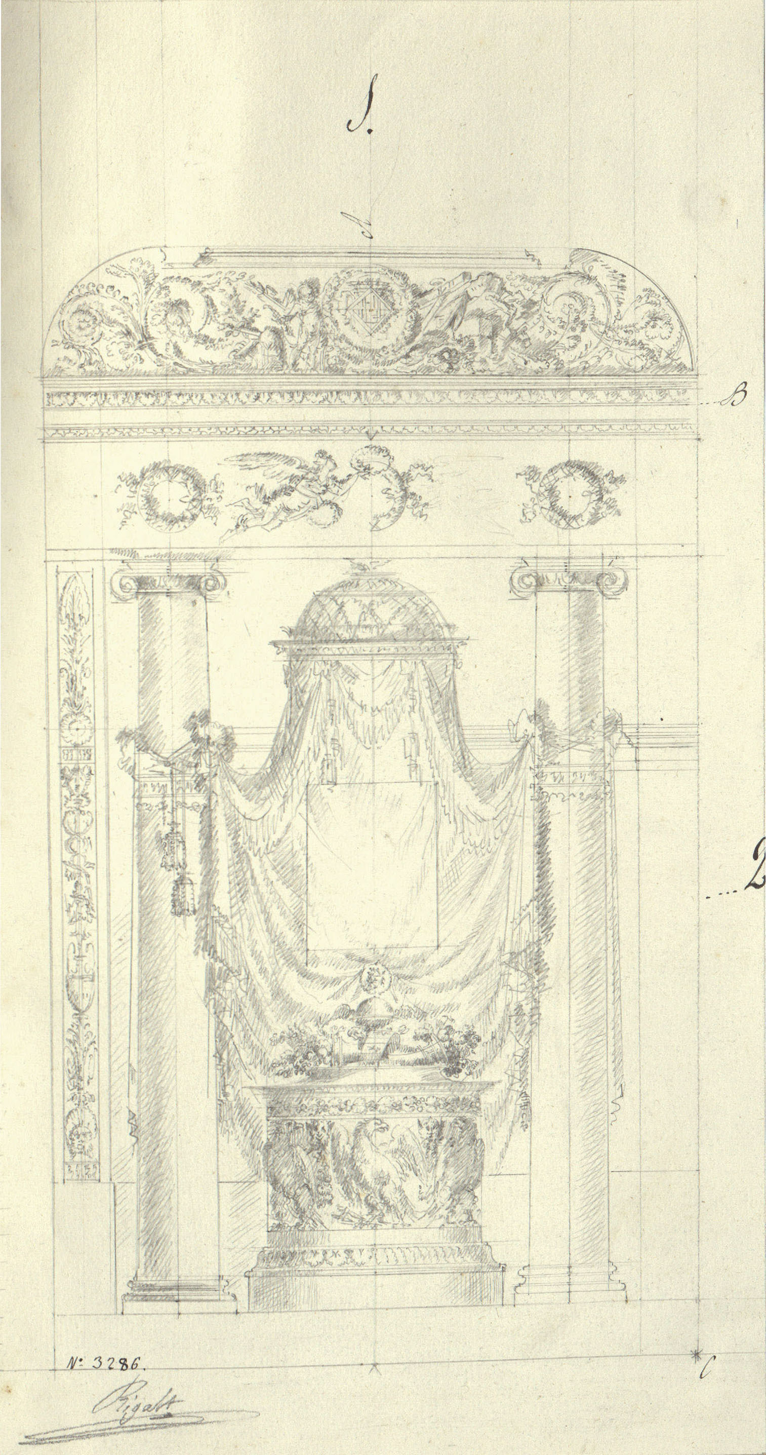 image for: Pau Rigalt - Projecte de decoració dels salons de la Llotja - Cap a 1820-1830