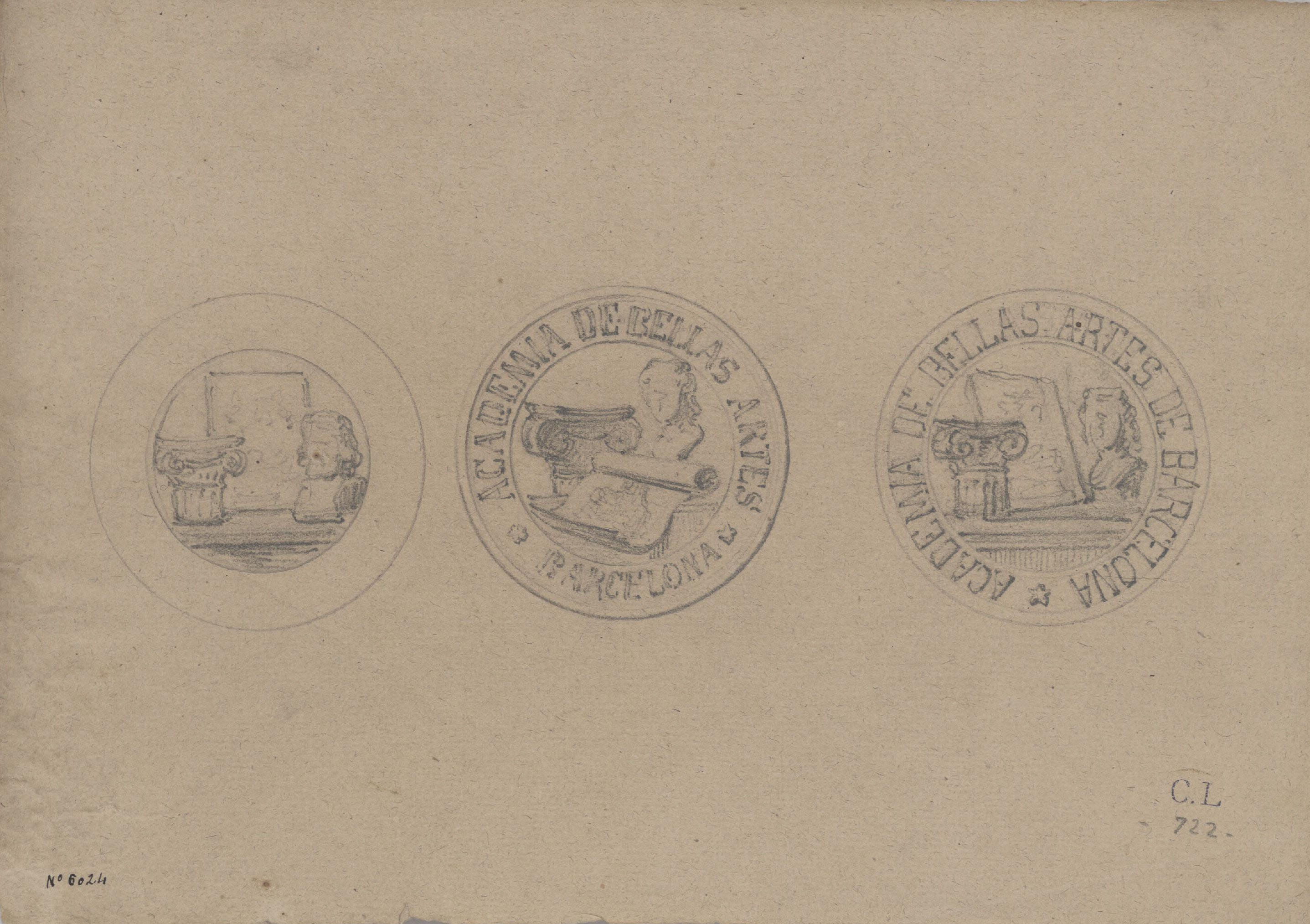 Claudi Lorenzale - Projecte de medalles per a l'Acadèmia de Belles Arts de Barcelona - Cap a 1860-1880 image for: Claudi Lorenzale - Projecte de medalles per a l'Acadèmia de Belles Arts de Barcelona - Cap a 1860-1880