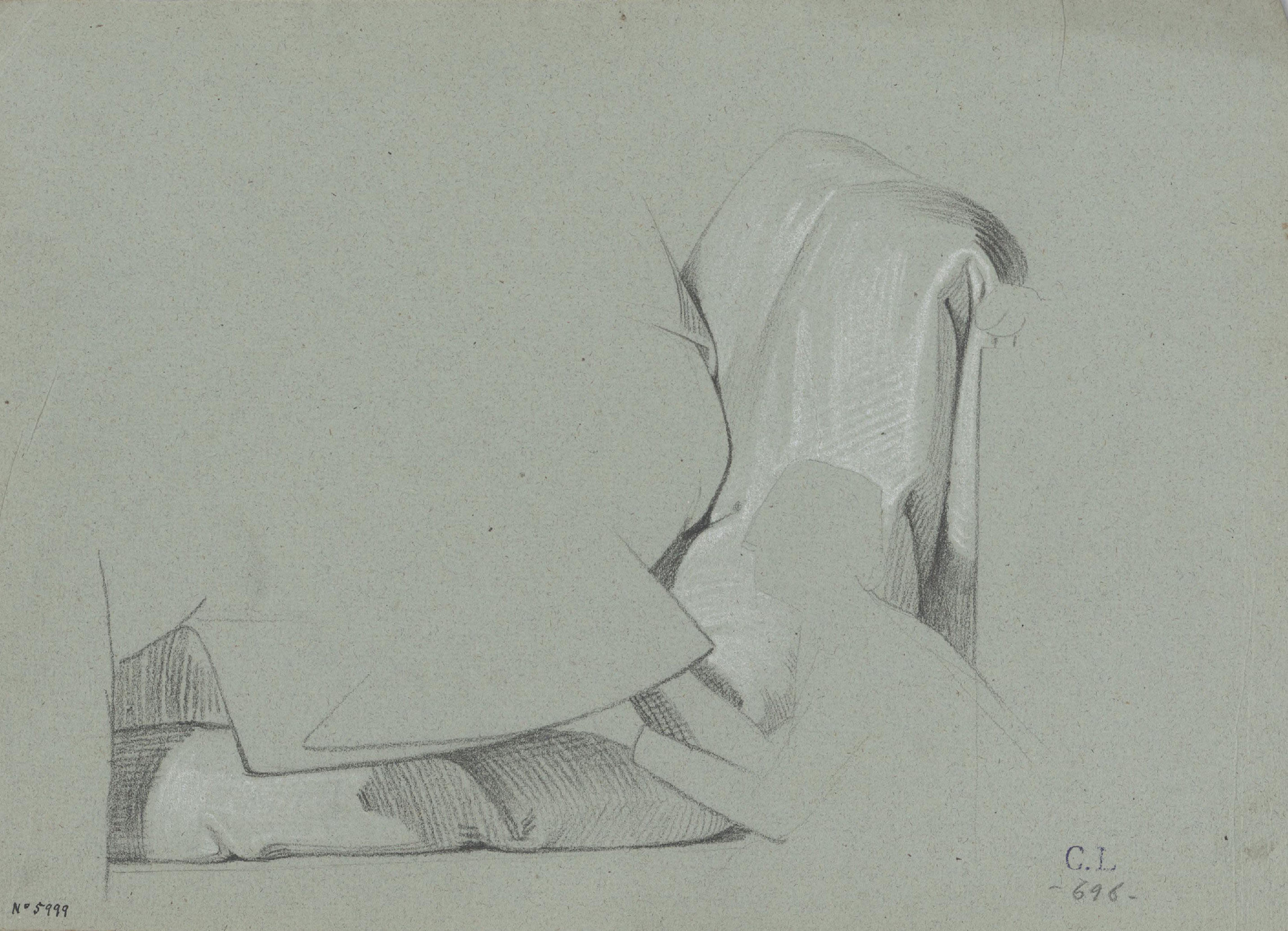 image for: Claudi Lorenzale - Vestimenta (anvers) / Estudi de mans creuades descansant sobre una faldilla (revers) - Cap a 1850-1870