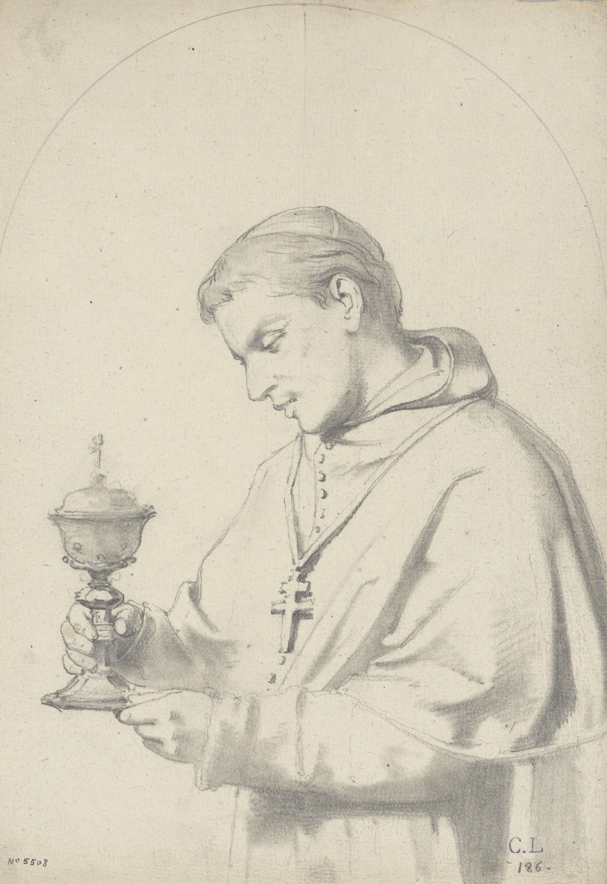 image for: Claudi Lorenzale - Sant Carles Borromeu [?] - Cap a 1850-1870