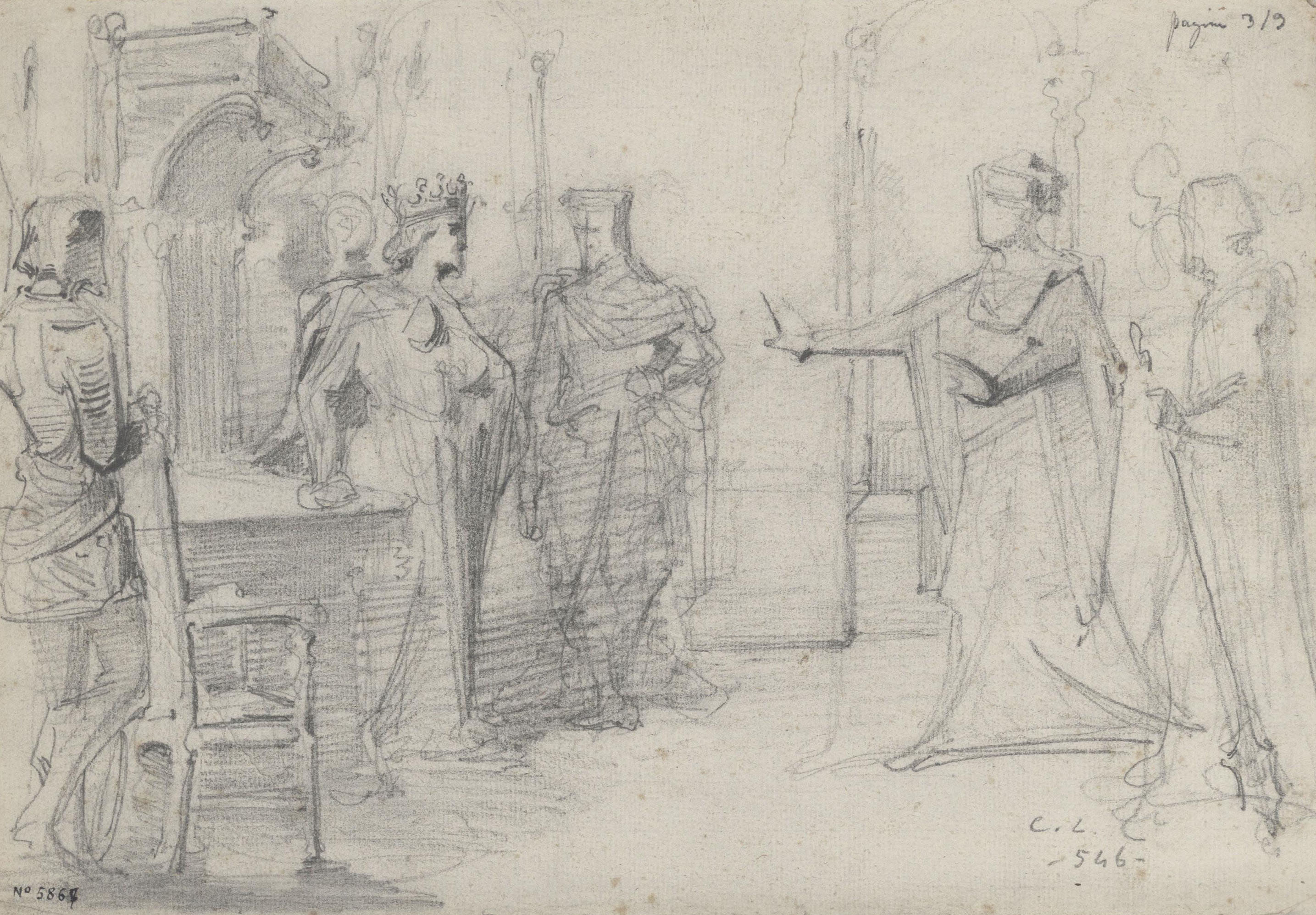 image for: Claudi Lorenzale - Sala del Tron d'un Palau Reial. Còpia del llibre d'Antoni de Bofarull «L'orfaneta de Menargues o Catalunya agonitzant» - Cap a 1862