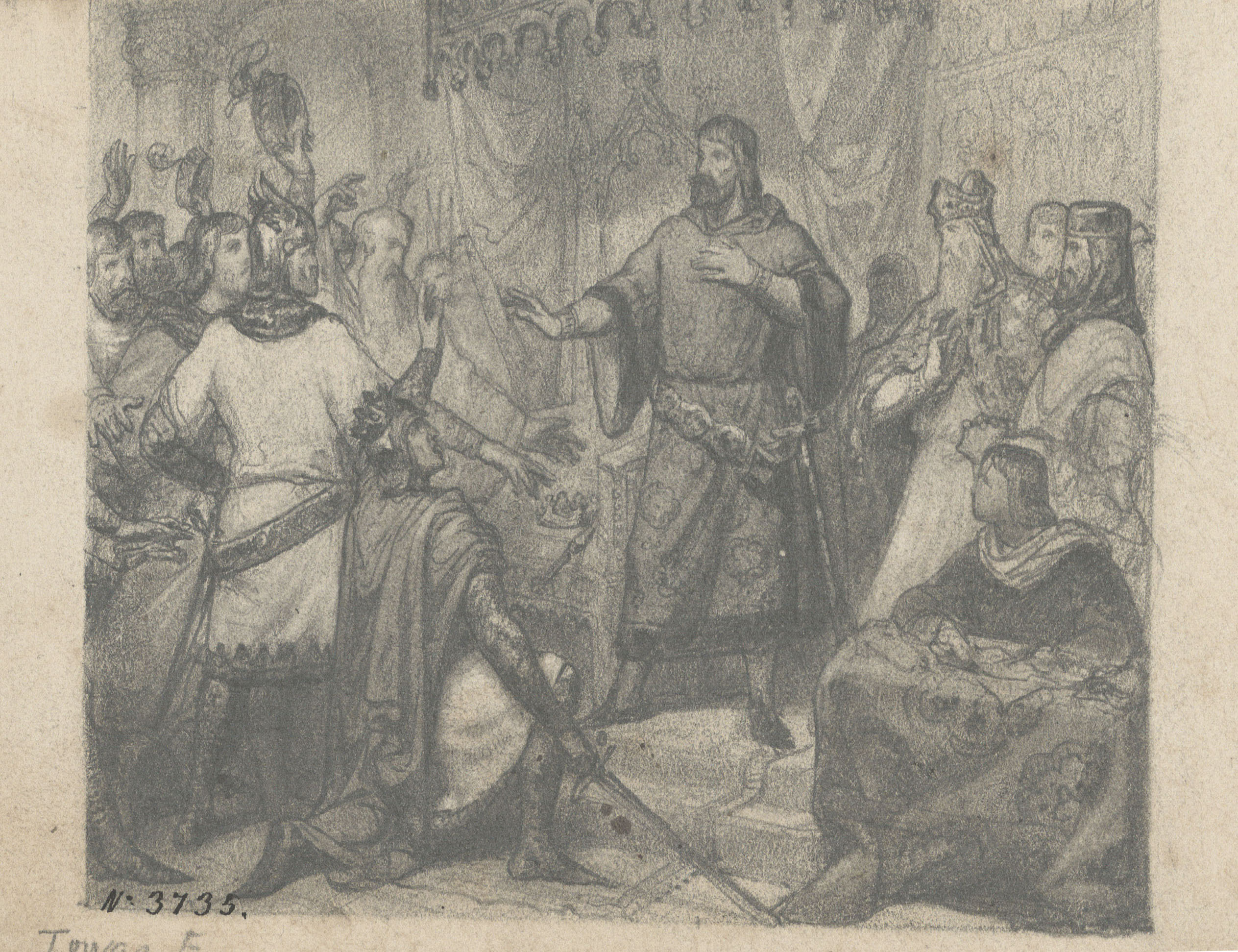 image for: Francesc Torras - Proclamació d'Alfons VI de Lleó, després de la jura de Santa Gadea - Cap a 1860-1875