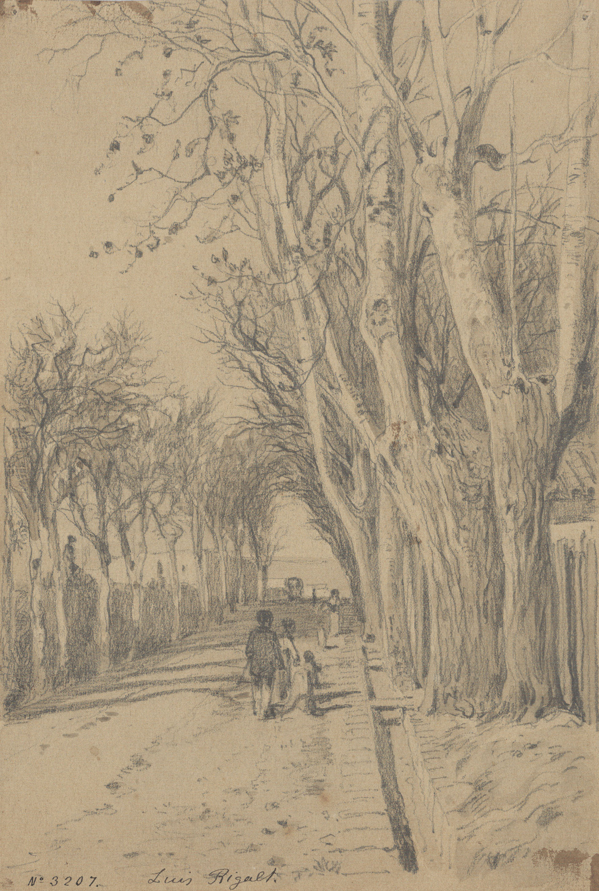 Lluís Rigalt - Passeig - Cap a 1850-1860 image for: Lluís Rigalt - Passeig - Cap a 1850-1860