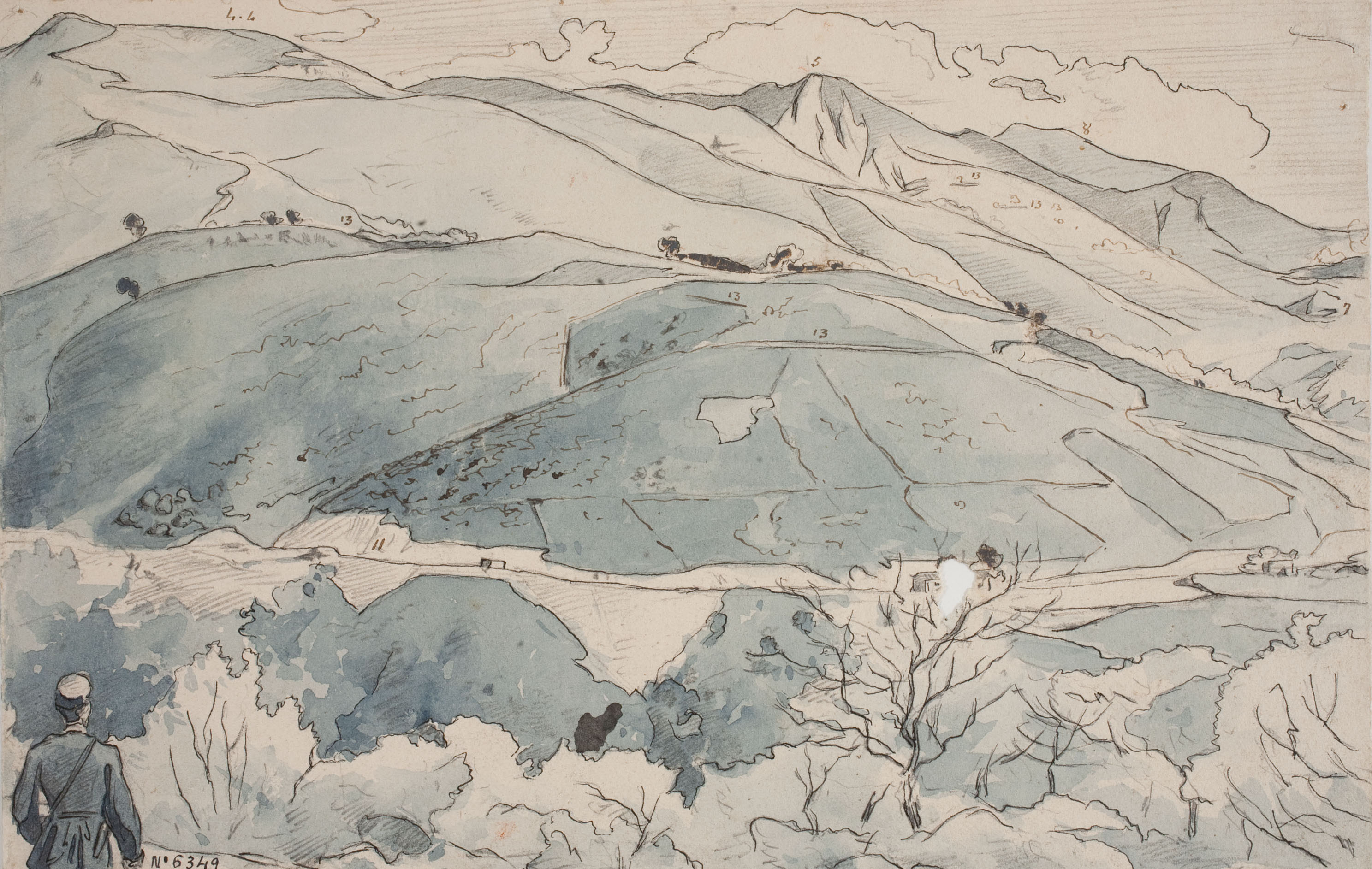 image for: Josep Lluís Pellicer - Soldat contemplant un camp d'operacions de l'exèrcit - Cap a 1872-1876