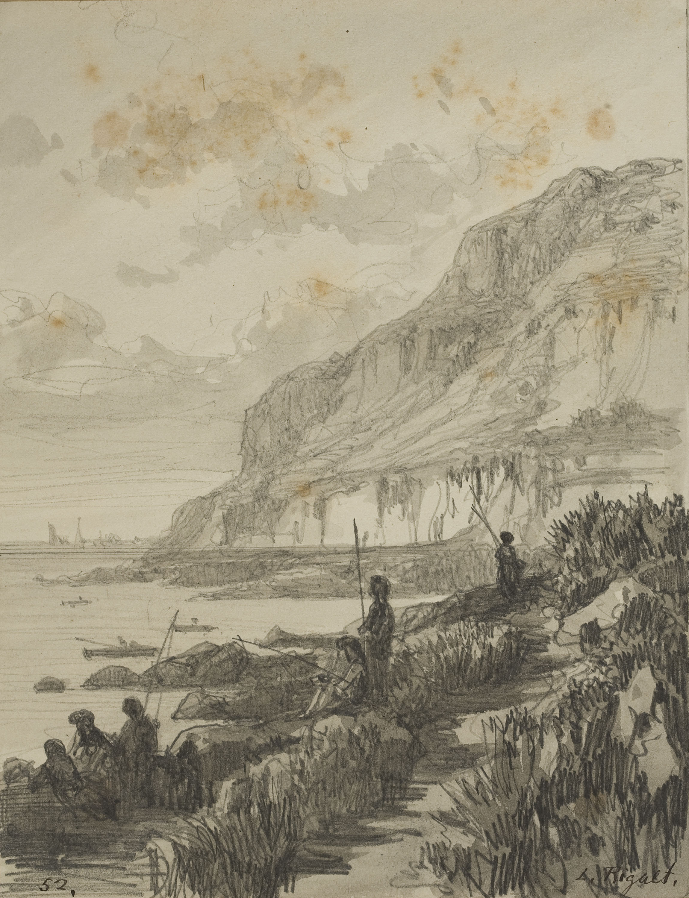 Lluís Rigalt - Pescadors de canya a la vora del mar - Cap a 1874 image for: Lluís Rigalt - Pescadors de canya a la vora del mar - Cap a 1874