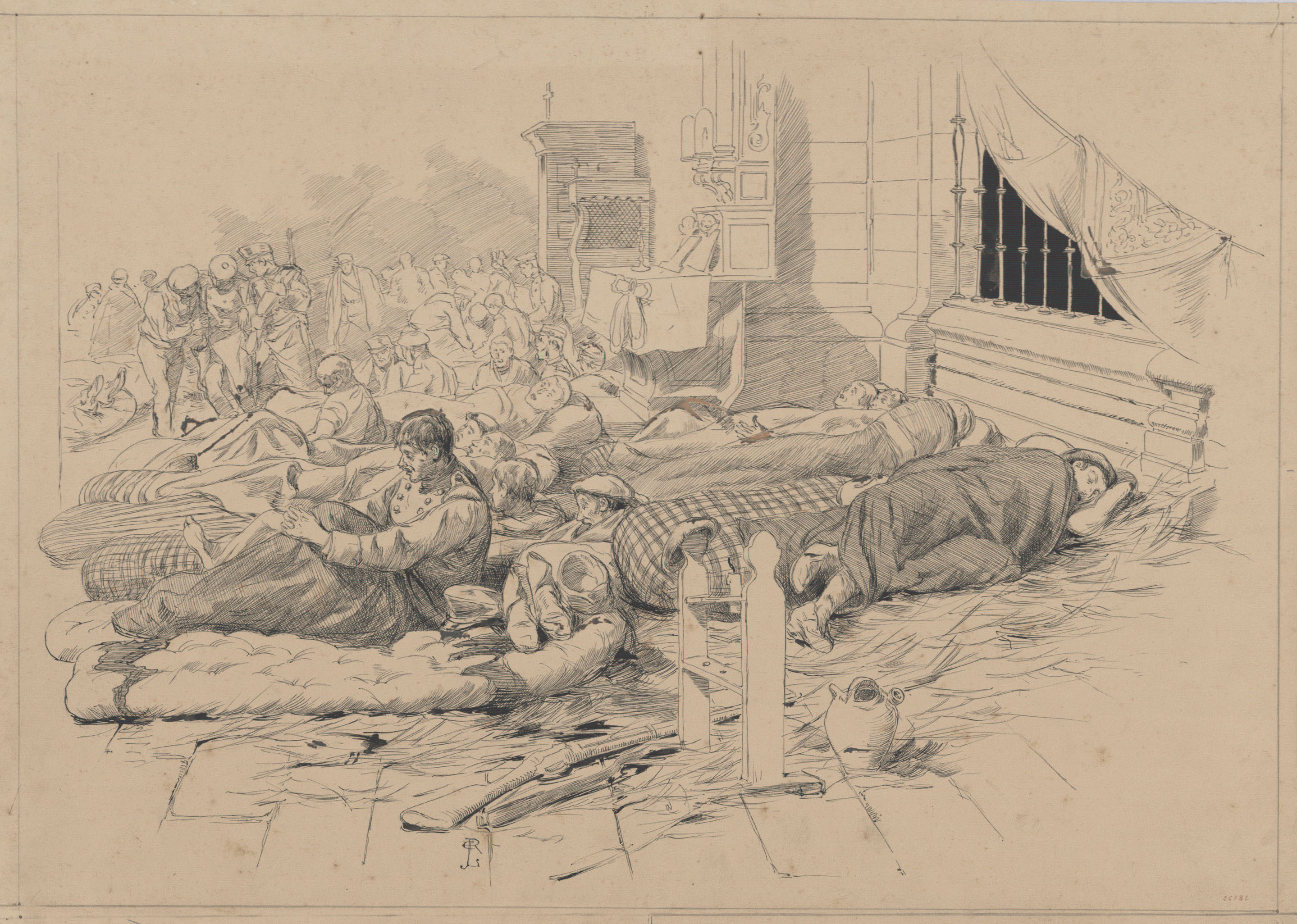 Josep Lluís Pellicer - Somorrostro. Hospital de sangre en la iglesia de San Juan: mañana del 26 de febrero, horas después del combate de Abanto - 1874 image for: Josep Lluís Pellicer - Somorrostro. Hospital de sangre en la iglesia de San Juan: mañana del 26 de febrero, horas después del combate de Abanto - 1874