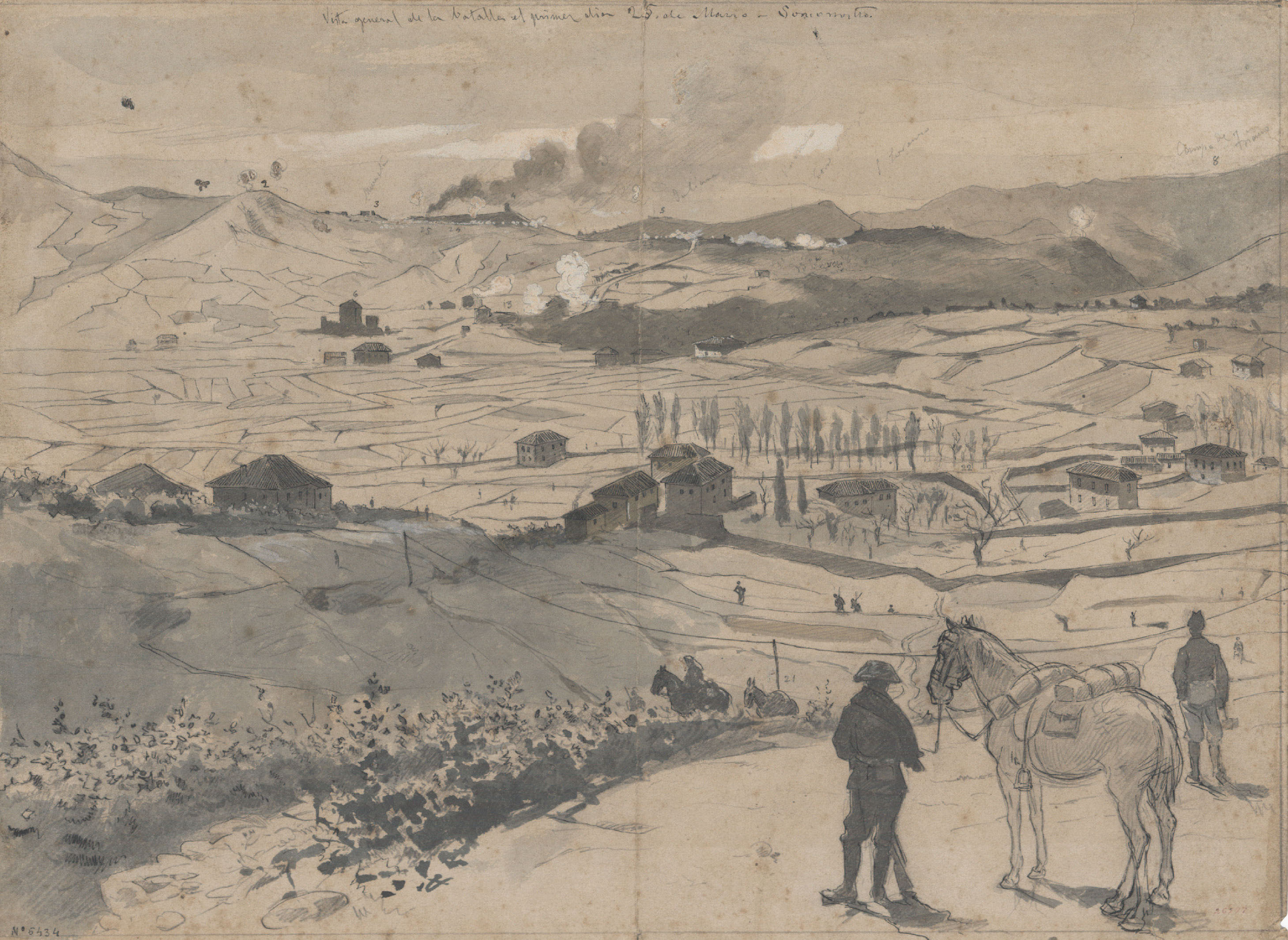 Josep Lluís Pellicer - Vista general de la batalla el primer dia 25 de Marzo, Somorrostro - 1874 image for: Josep Lluís Pellicer - Vista general de la batalla el primer dia 25 de Marzo, Somorrostro - 1874