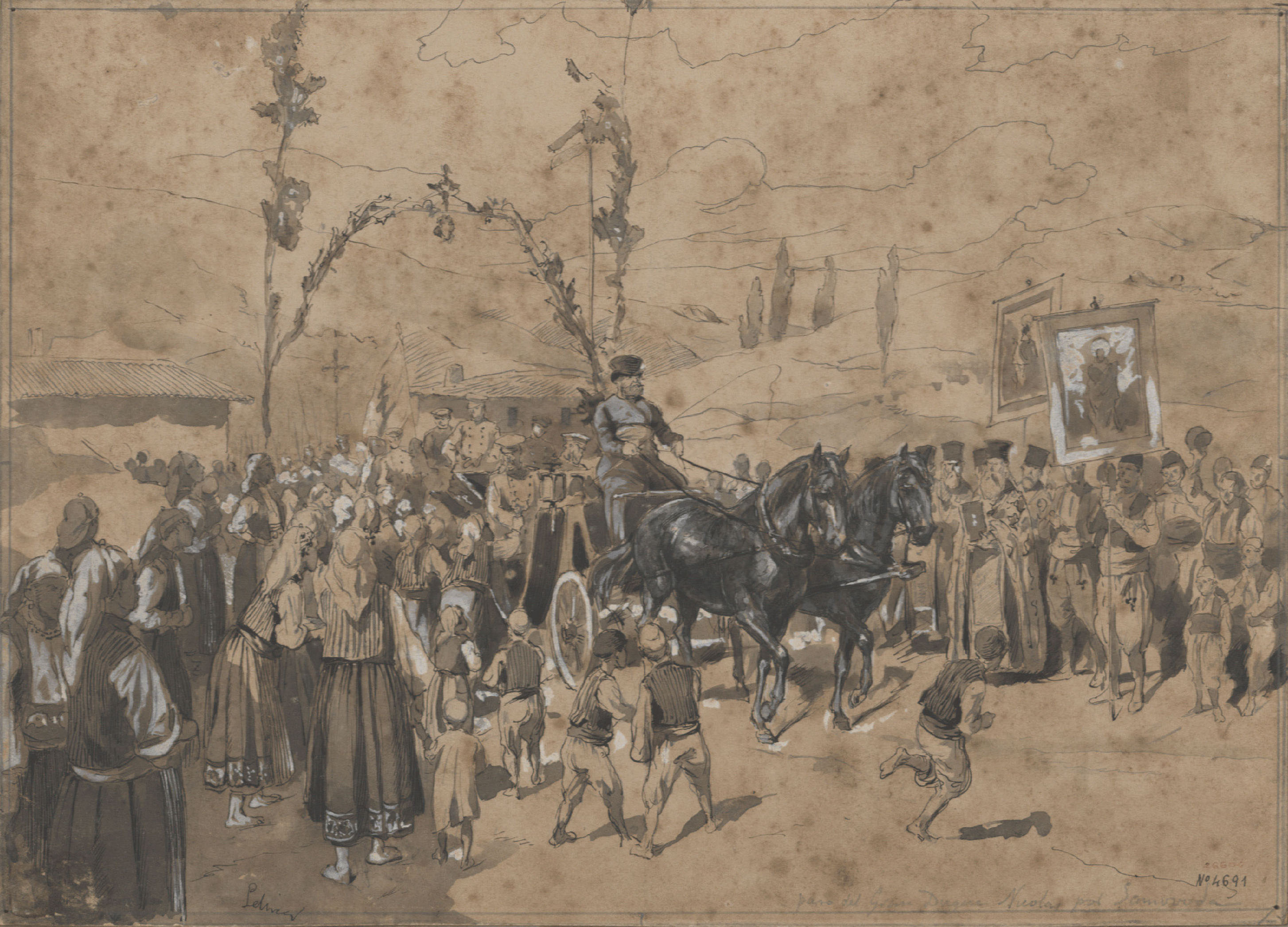 Josep Lluís Pellicer - Paso del gran duque Nicolas por Samovoda - 1877 image for: Josep Lluís Pellicer - Paso del gran duque Nicolas por Samovoda - 1877