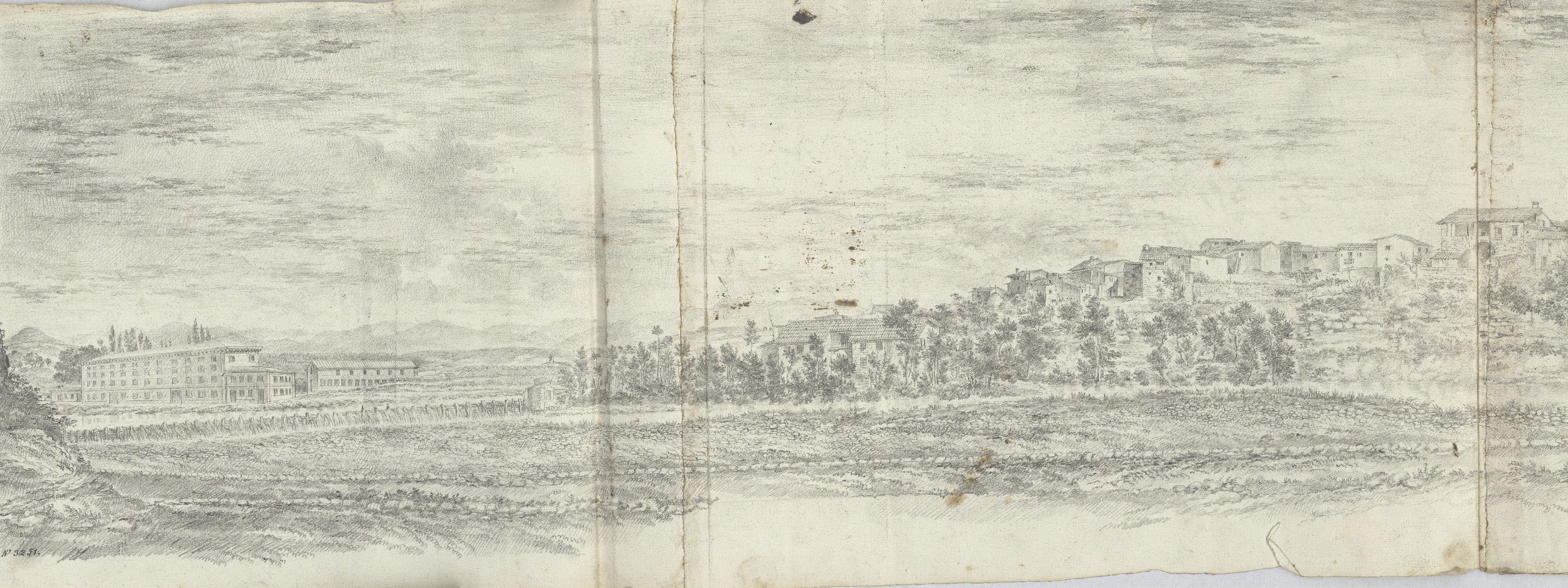 image for: Pau Rigalt - Vista panoràmica d'un poble - Cap a 1820-1840
