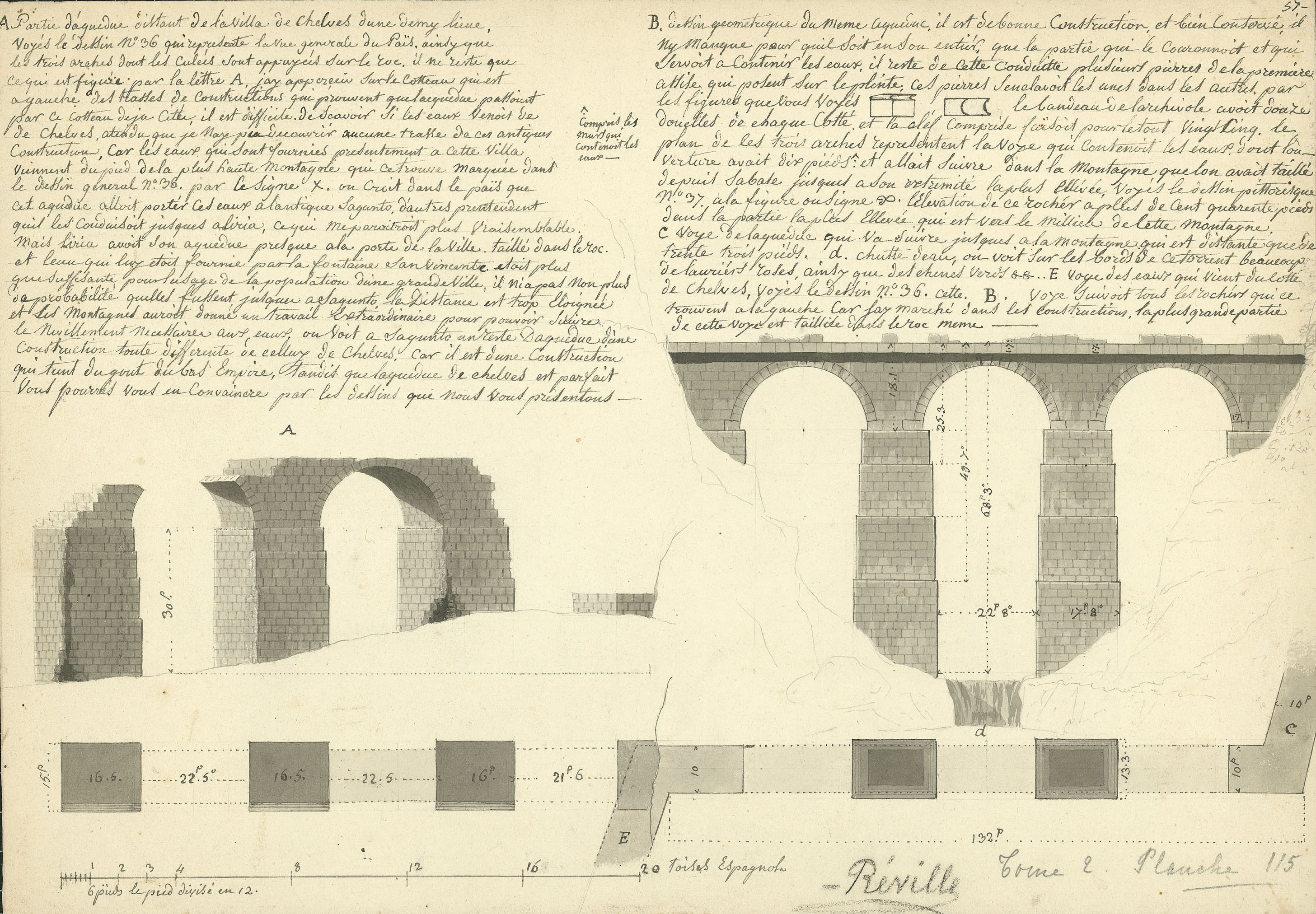 image for: Jacques Moulinier - Plans, alçats i perspectiva de l'aqüeducte de Xelva - Cap a 1801-1803