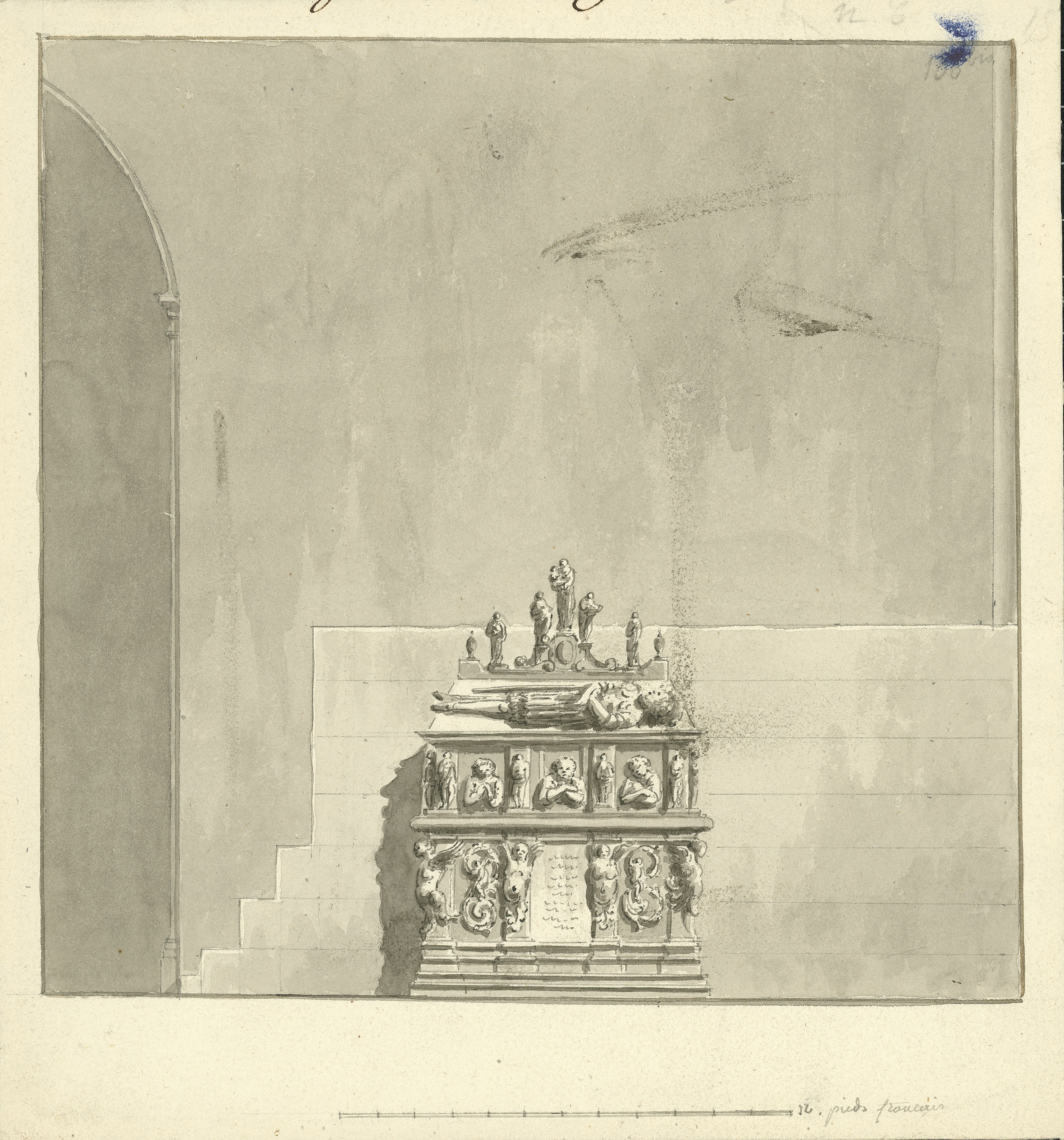 image for: Anònim - Vista del segon sepulcre del «prohom vinculador», Ramon Folch VI de Cardona, a l'església del Monestir de Poblet - Cap a 1801-1803
