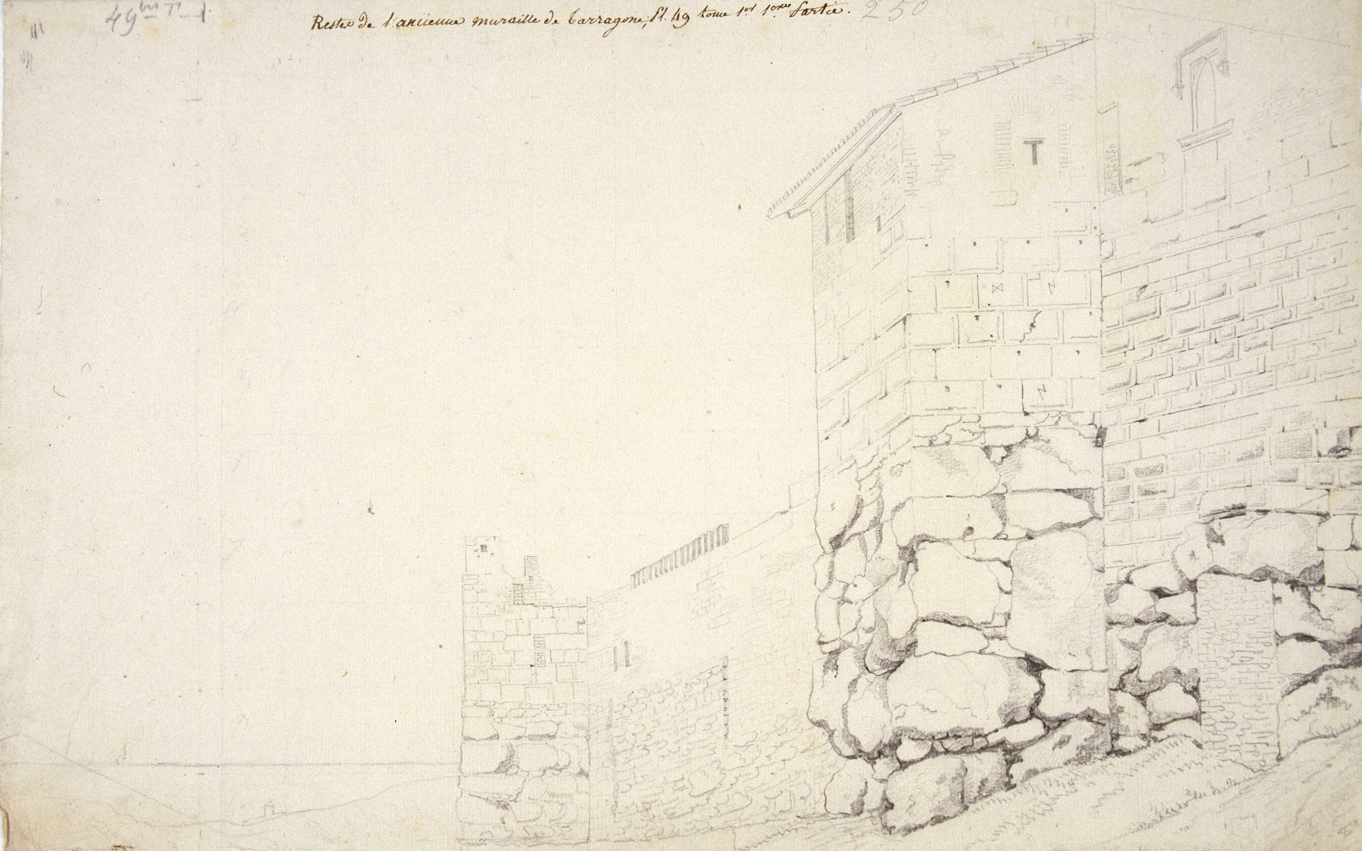 image for: Alexandre de Laborde - Restes de l'antiga muralla de la ciutat de Tarragona - Cap a 1801-1803