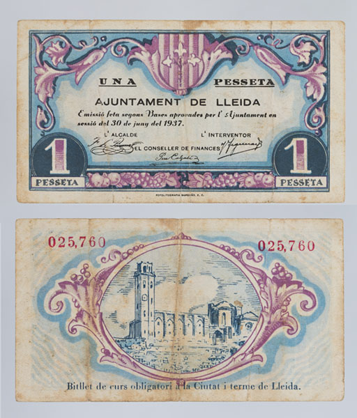 image for: Ajuntament de Lleida - 1 pesseta - 30.06.1937